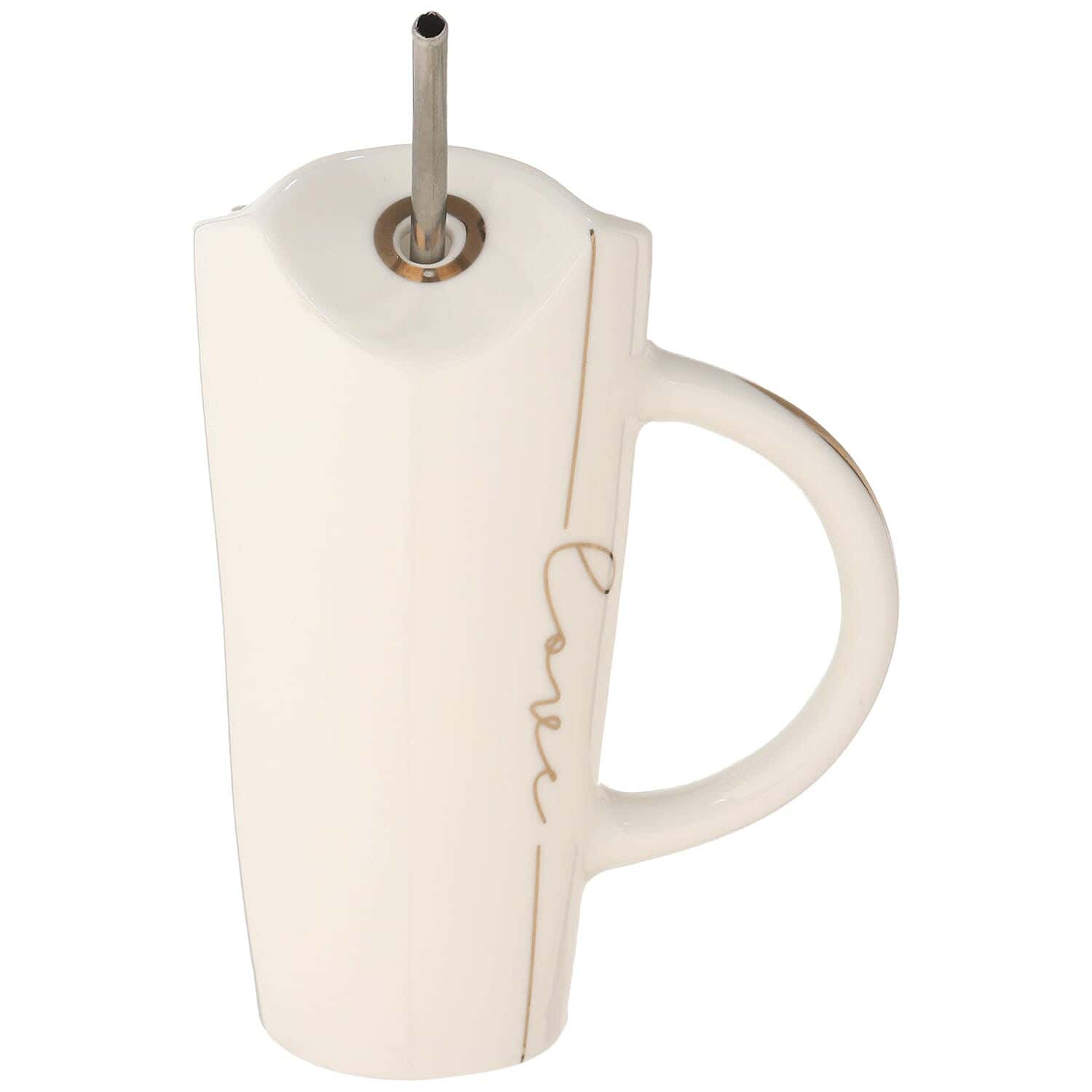 Lotus Porcelain Mug With Saucer, 15 Cm - White