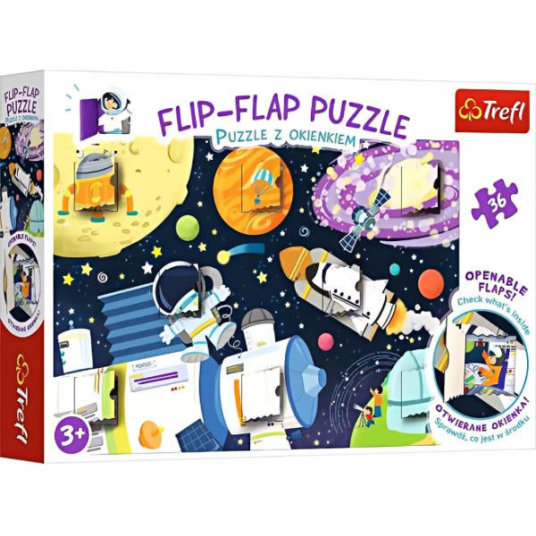 Kids Space Puzzle with Flaps, 36 Pieces, 58 x 40 cm, Multicolor