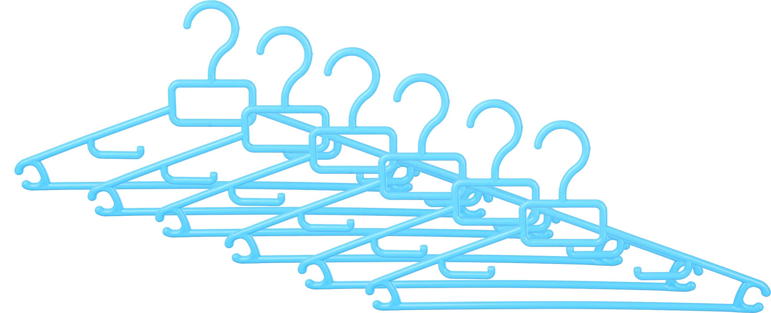 Rienamora Plastic Hanger Set, 6 Pieces, 20×40 cm - Light Blue