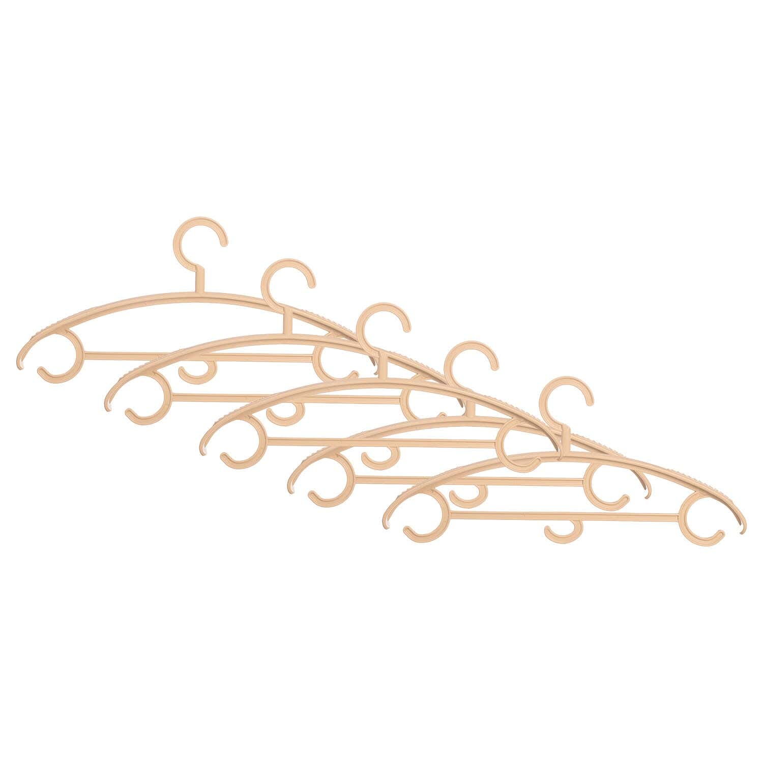 Elite Plastic Hanger Set, 5 Pieces, 41×20 cm - Beige