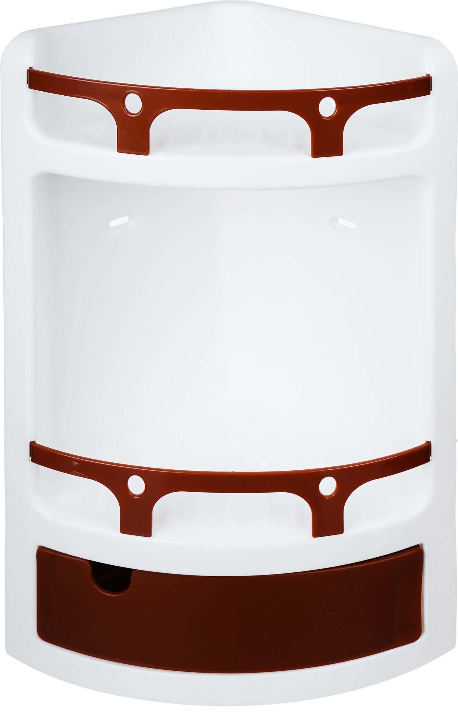 Winner Plast Plastic Bathroom Corner, 2 Tiers, 1 Drawer, 49x32 cm - Brown White