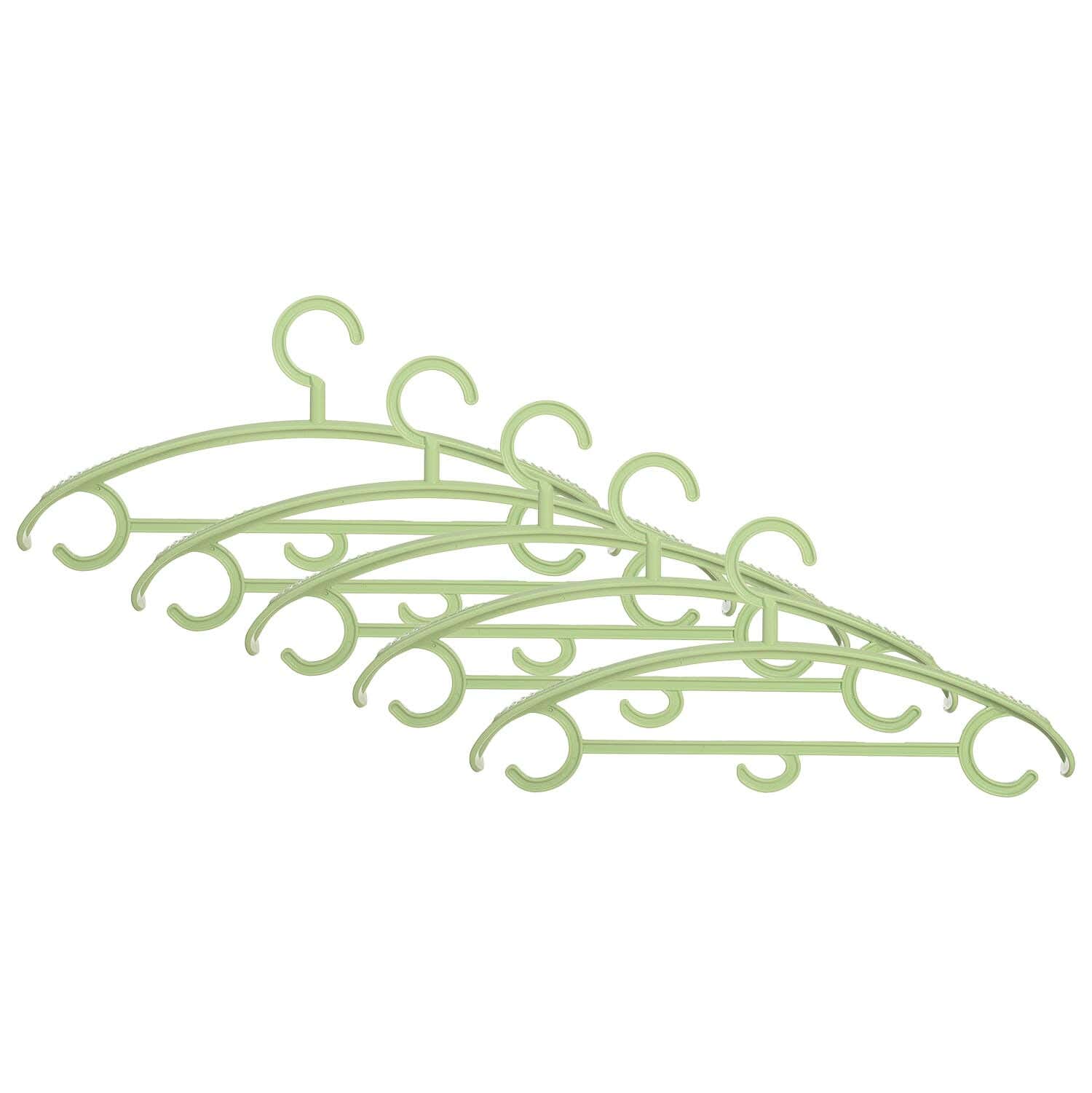 Elite Plastic Hanger Set, 5 Pieces, 41×20 cm - Light Green