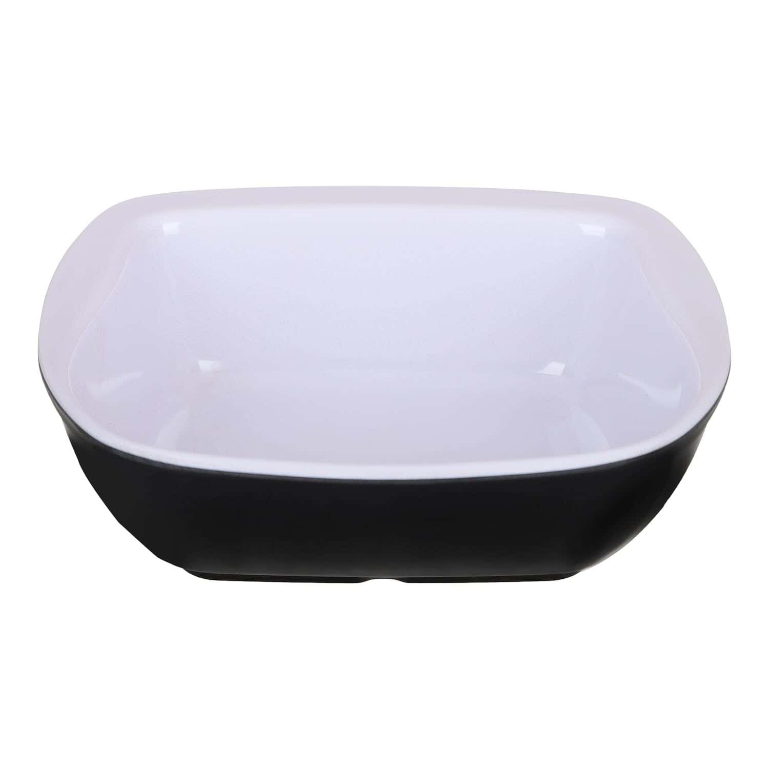 Bright Designs Square Melamine Bowl, 14 cm - Black White