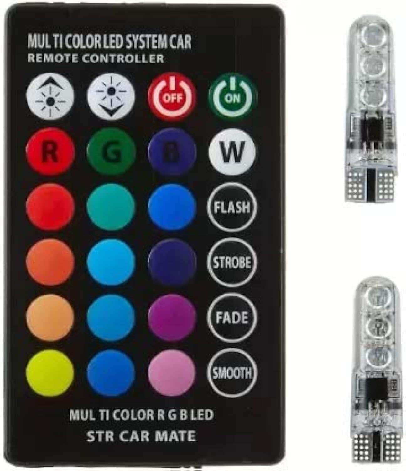 LED Parking Bulb With Ir Remote for All Cars, 2 Pieces - Multicolor