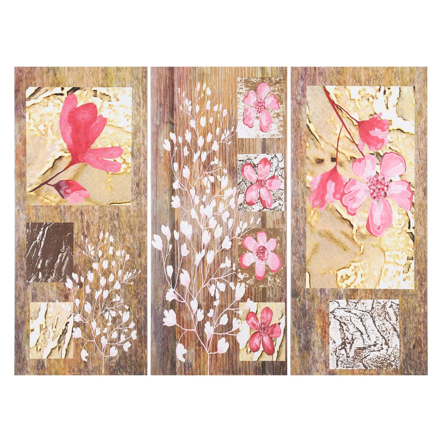 Modern Wooden Tableau, 3 Pecies, 60×75 cm - Multicolor