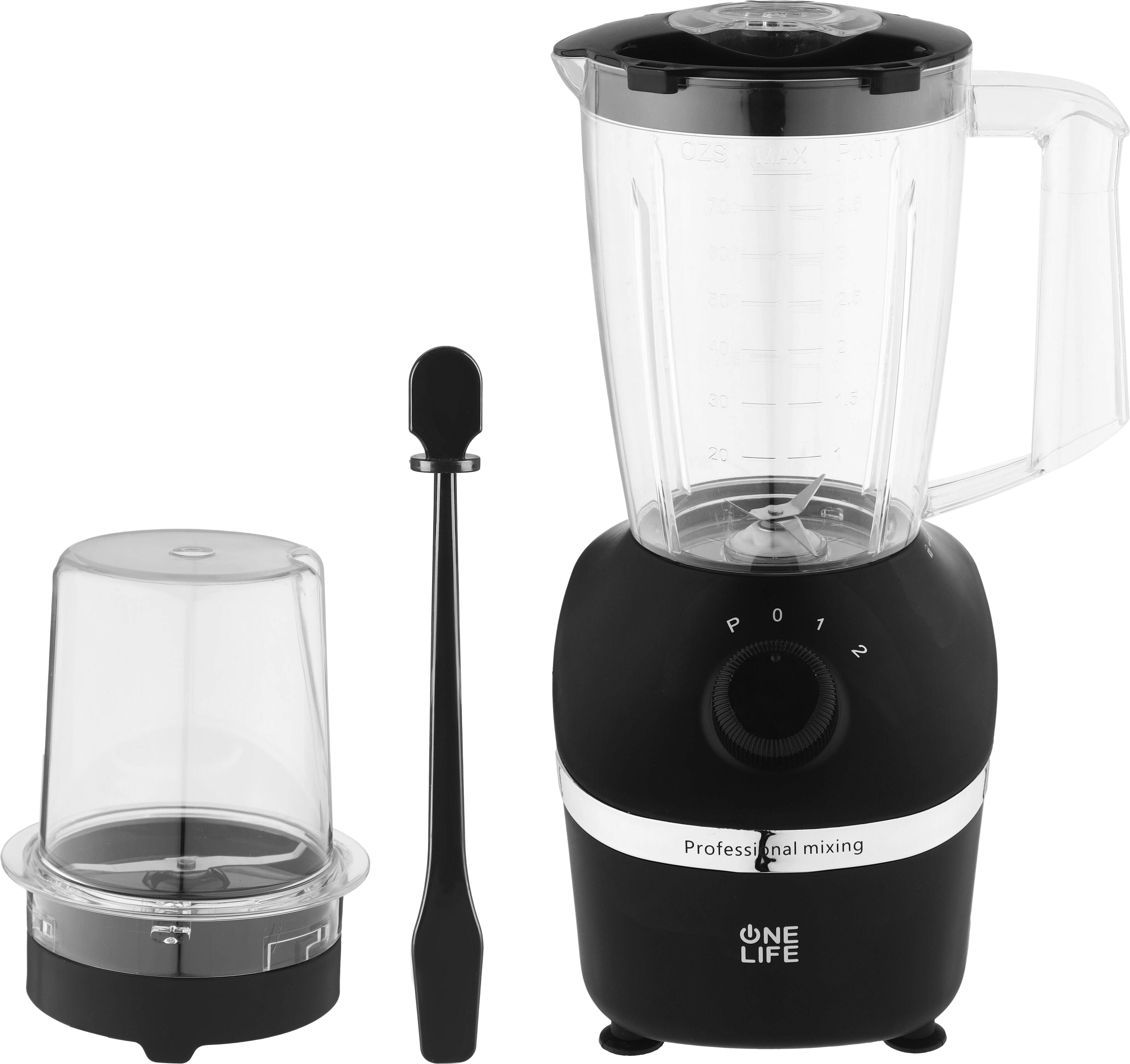 One Life BL601BK Electric Blender with Grinder, 1.75 Liters, 600 Watt - Black