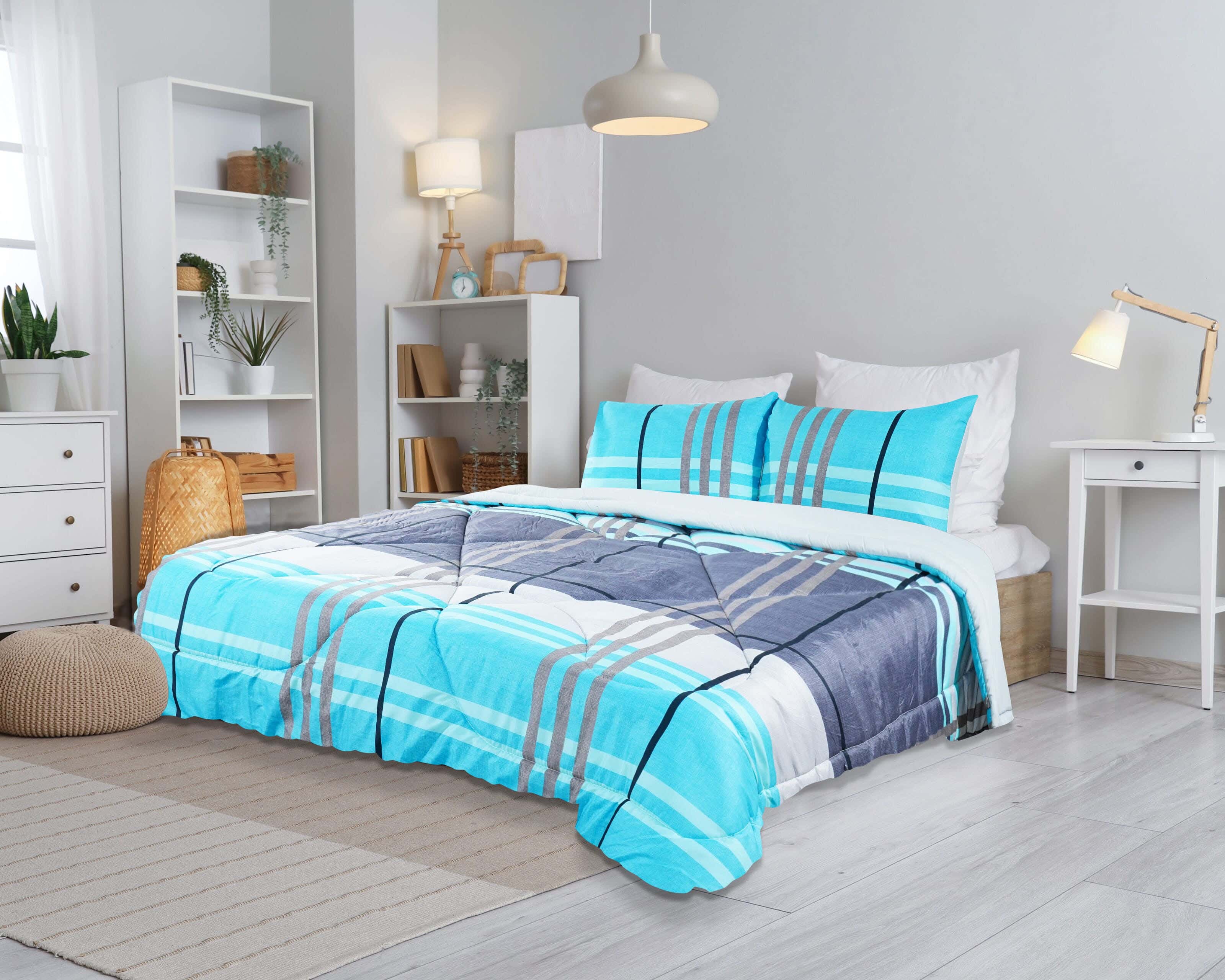 Ronza Home Microfiber Quilt Set, 3 Pieces, 220×240 Cm Approximately 3300 Grams - Multicolor