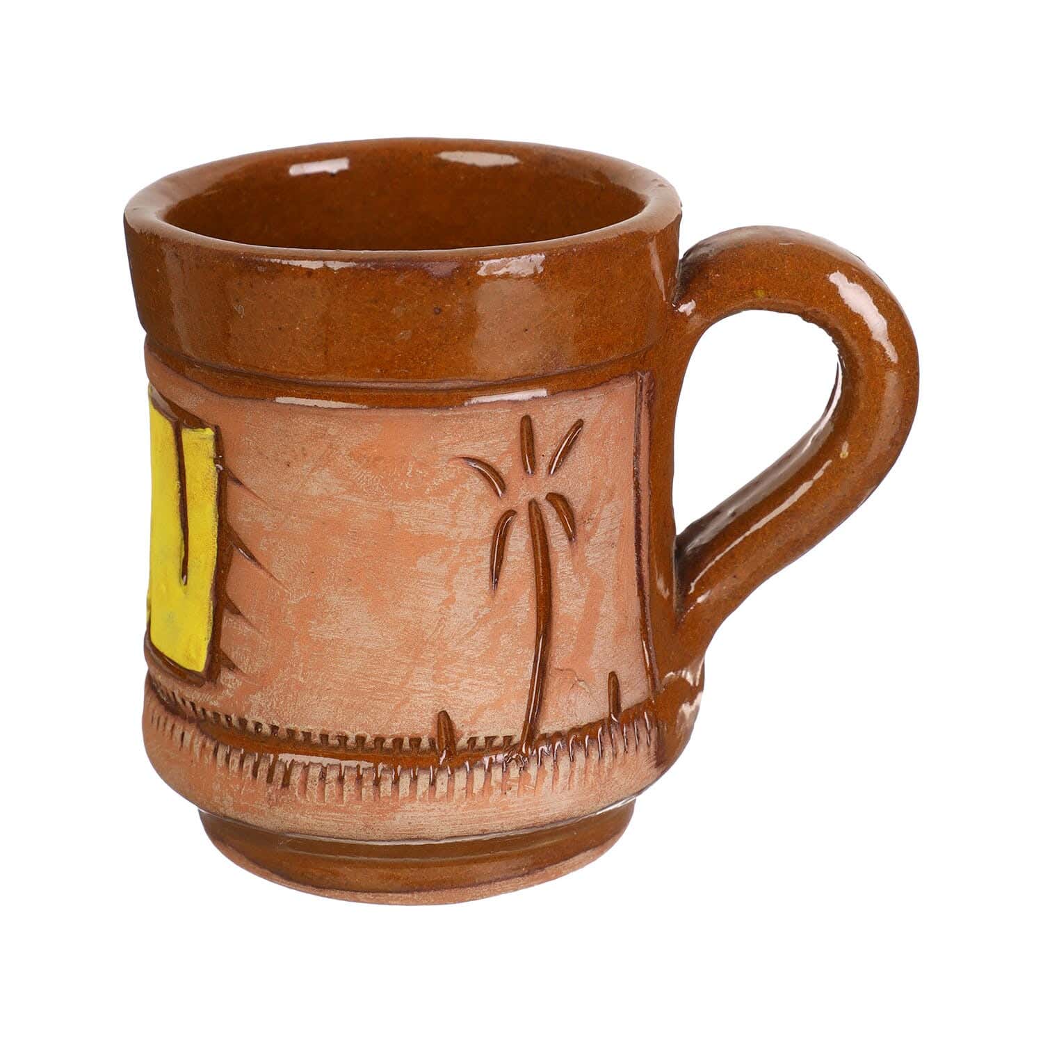 Country side Pottery Mug, 7×9 cm - Brown