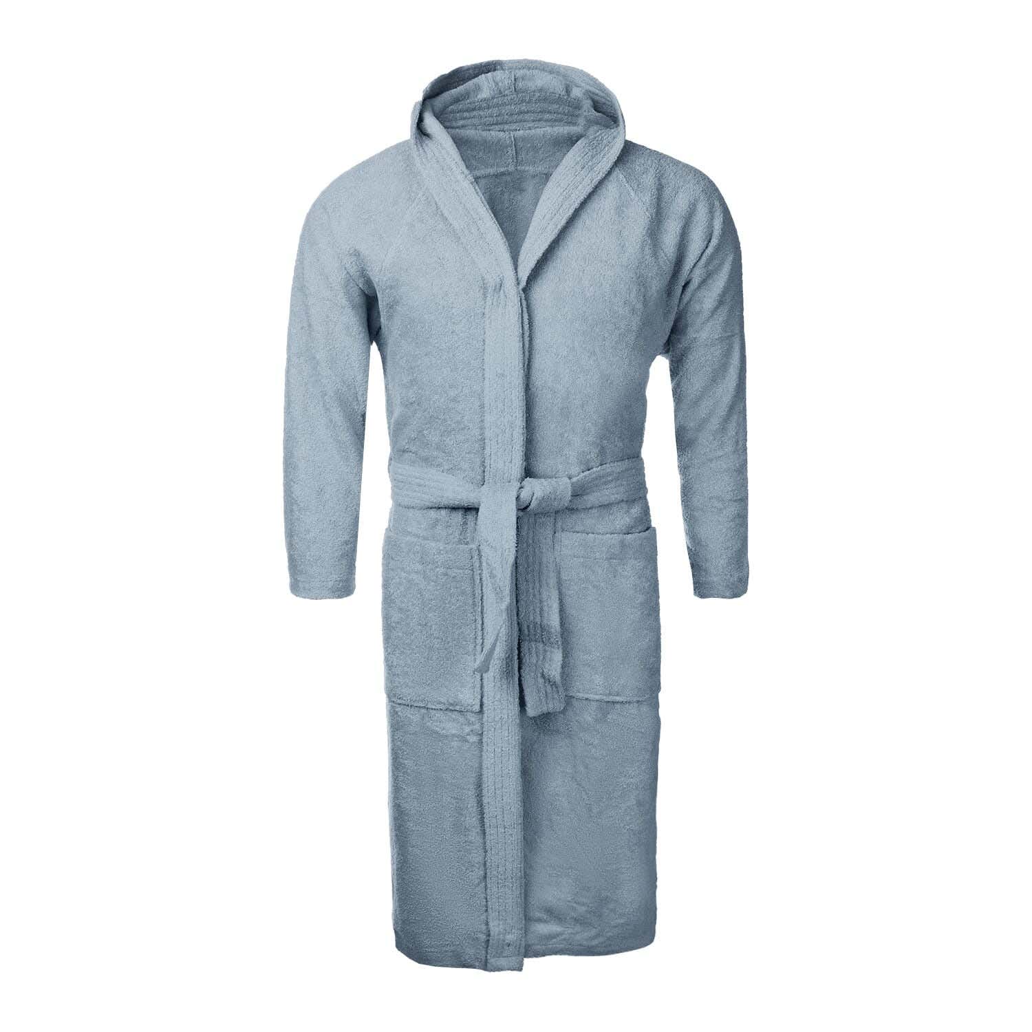 Mehalla Cotton Bath Robe, Size M - Light Blue