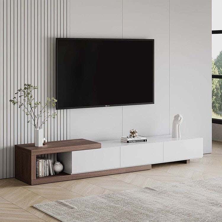 MDF Tv Table, 200 X 35 X 30 Cm - White Brown