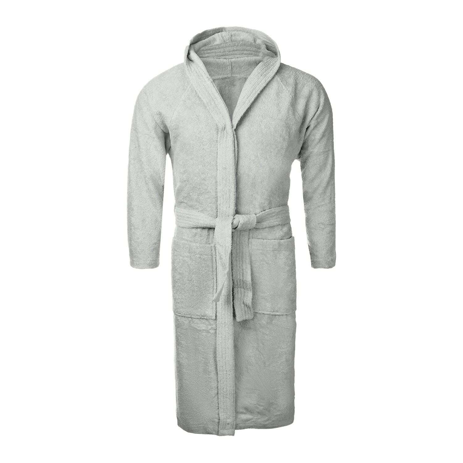 Mehalla Cotton Bath Robe, Size XL - Light Grey