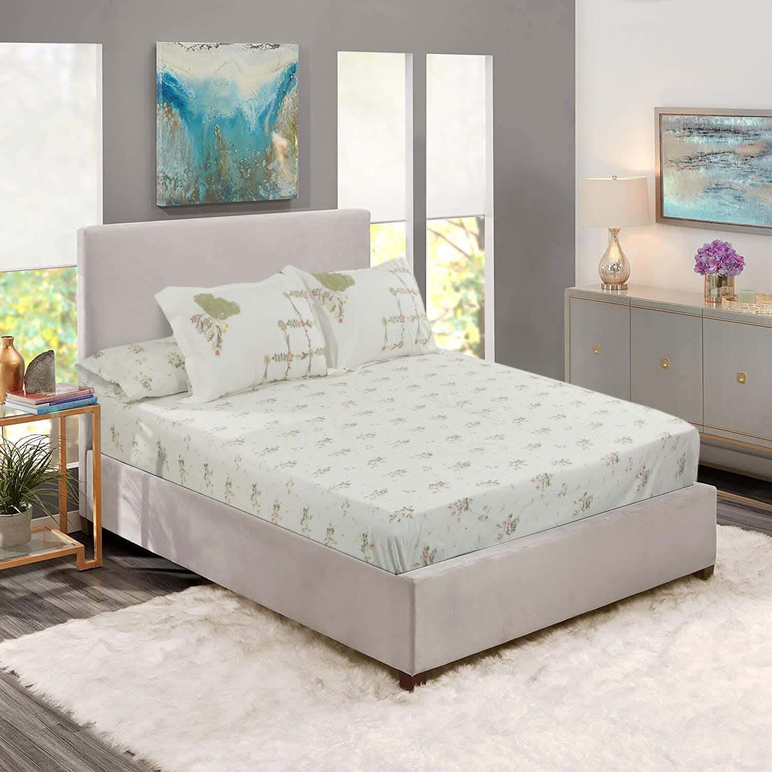Greena Cotton Comforter Set, 5 Pieces, 5800 grm - Olive White