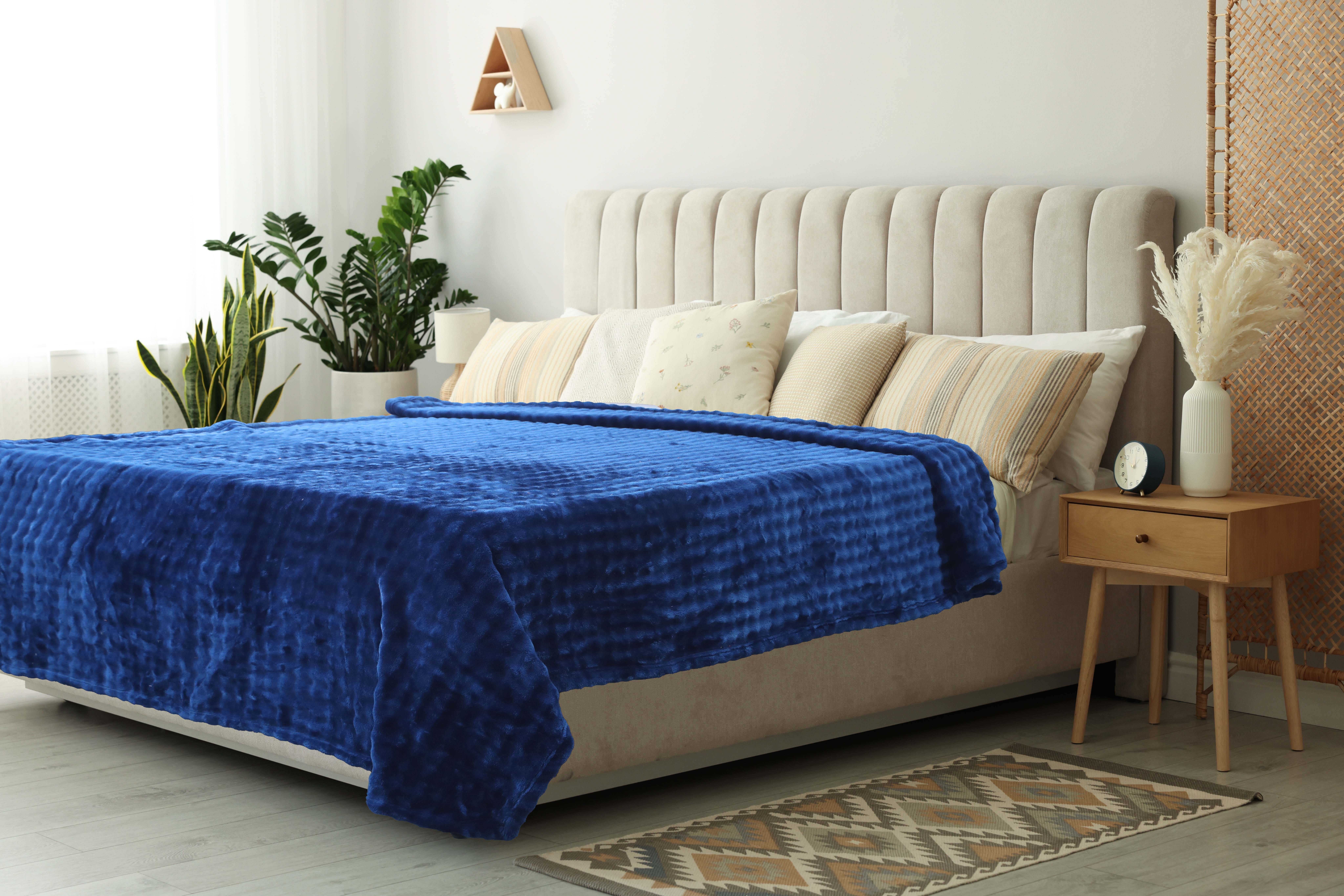Morano Youth Velvet Blanket Set, 2 Pieces, 180×240 cm, 4000 gm - Navy