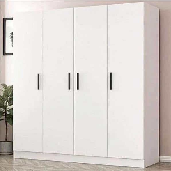MDF Wood Wardrobe, 9 Shelves, 1 Hanger 210x160x42cm - White