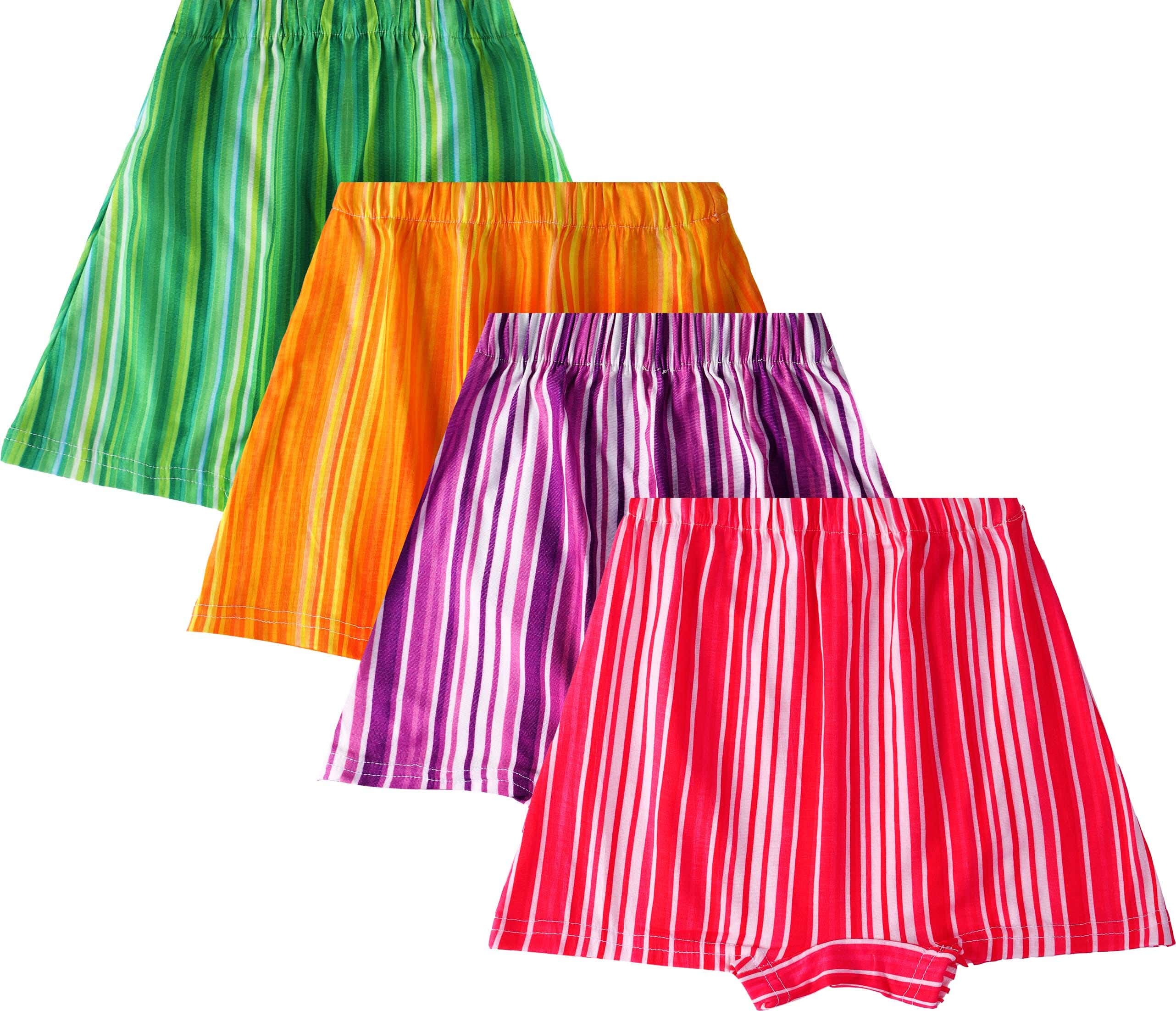 Lycra Shorts Set for Girls, 4 Pieces - Multicolor