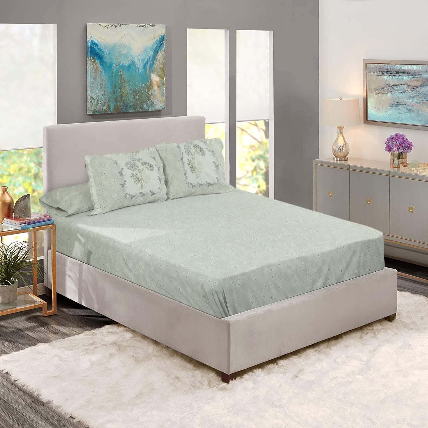 Verdi embroidered Cotton Comforter Set, 5 Pieces, 6000 grm - Multicolor