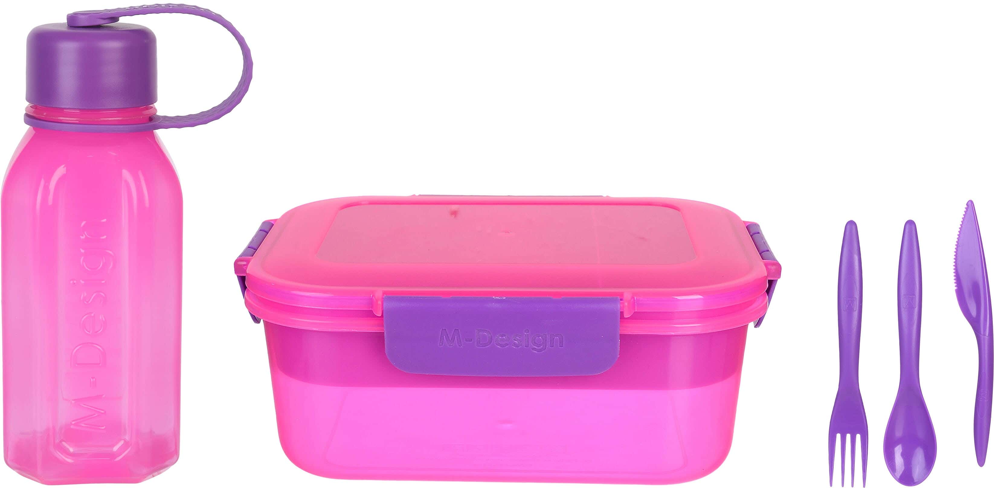 M-Design Plastic Lunch Box Set, 5 Pieces - Fuchsia
