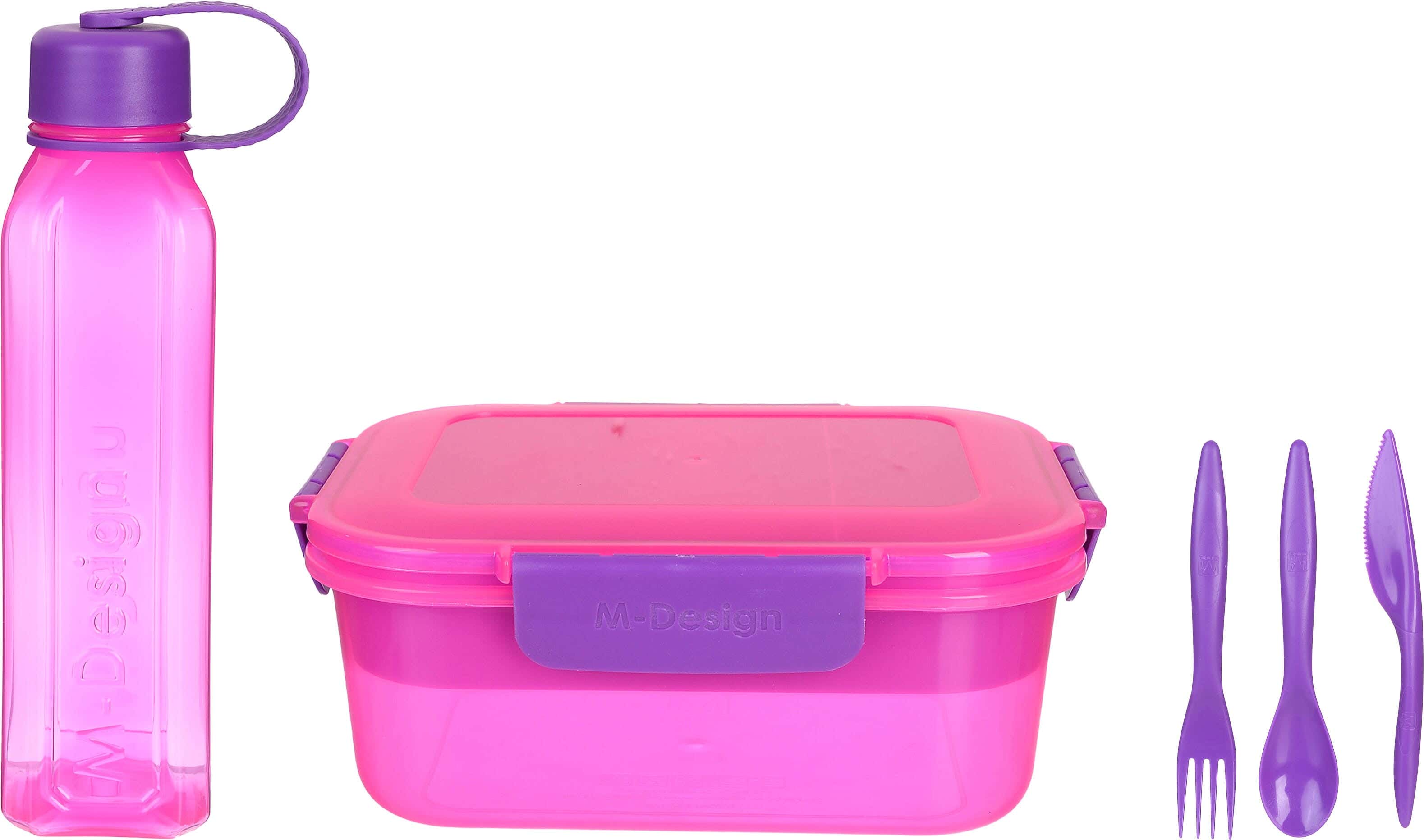 M-Design Plastic Lunch Box Set, 5 Pieces - Fuchsia