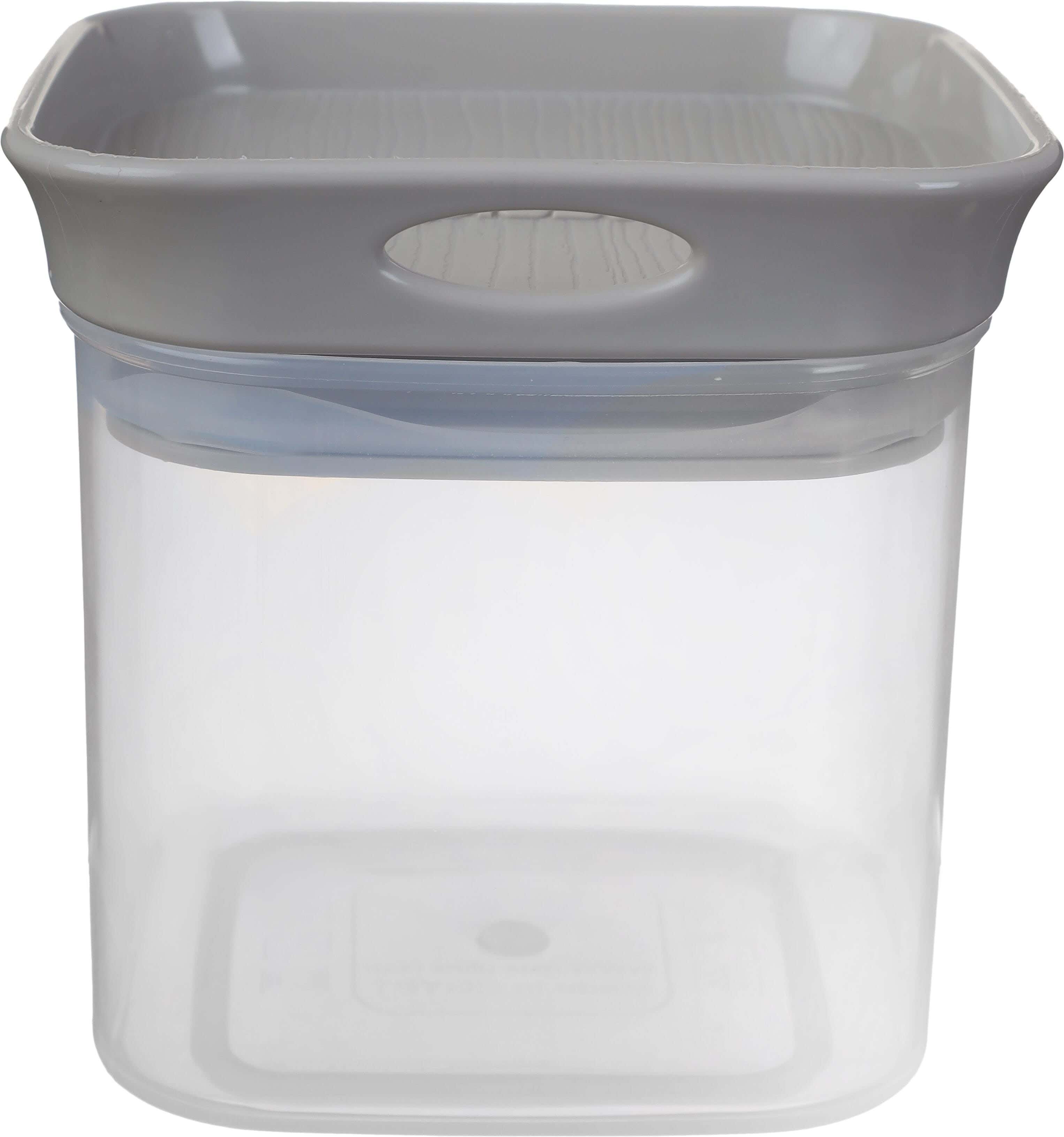 Max Plast Square Plastic Jar, 600 ml - Clear Light Grey
