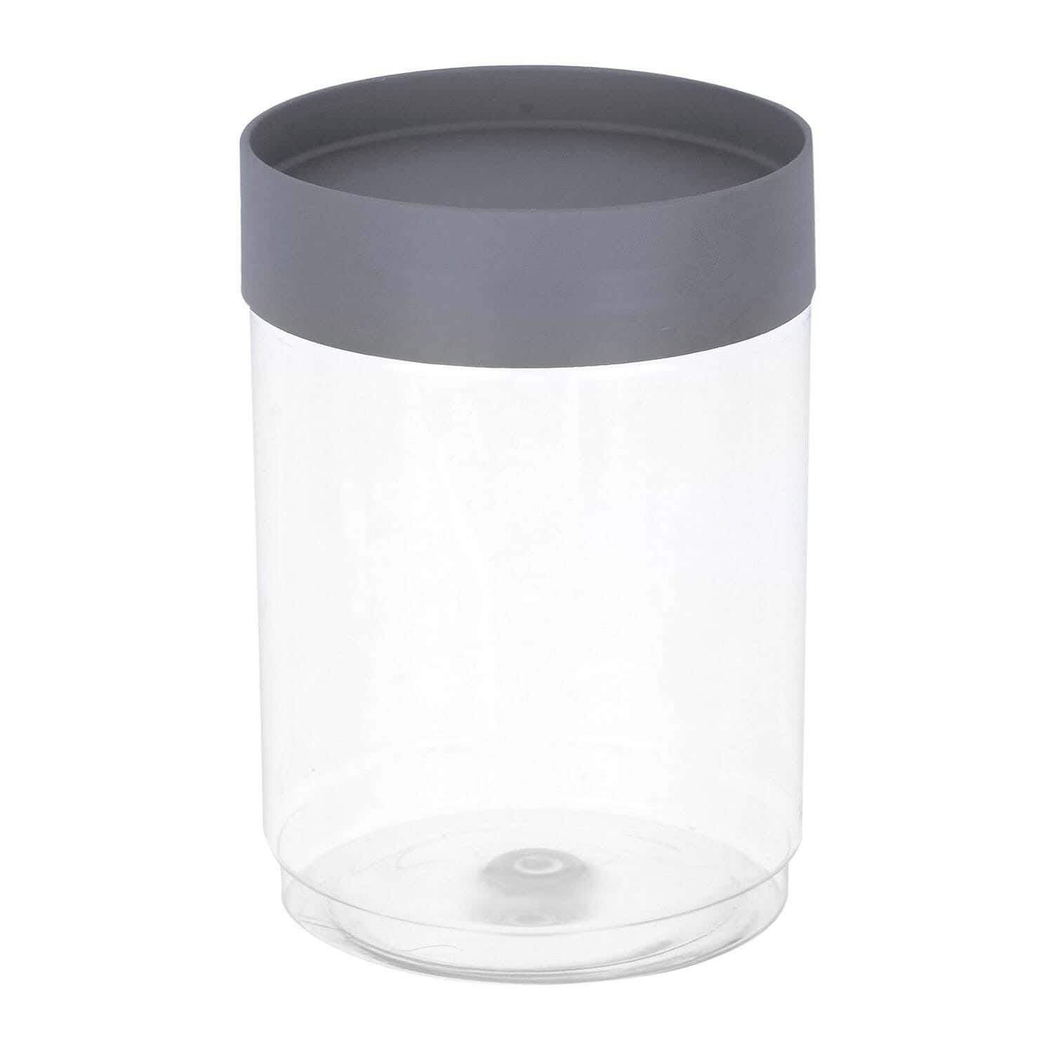 Max Plast Round Plastic Jar, 700 ml - Clear Dark Grey