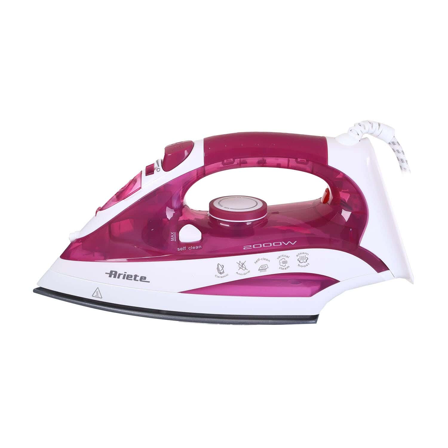 Ariete 6235 Steam Iron with Ceramic Base, 2000 Watt - Pink