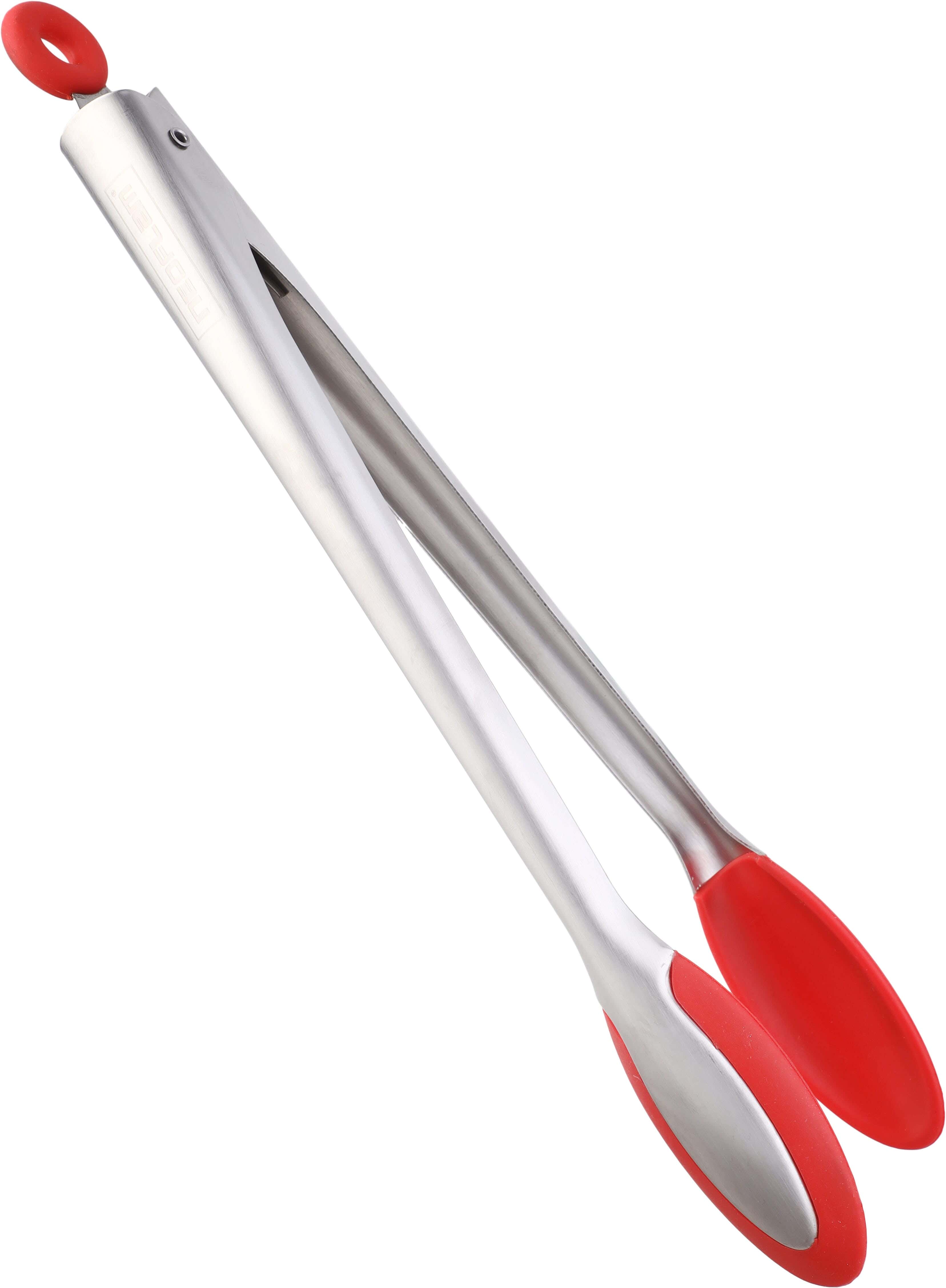 Neoflam Stainless Steel Food Tong, Silicone Handle, 30 cm - Silver Red
