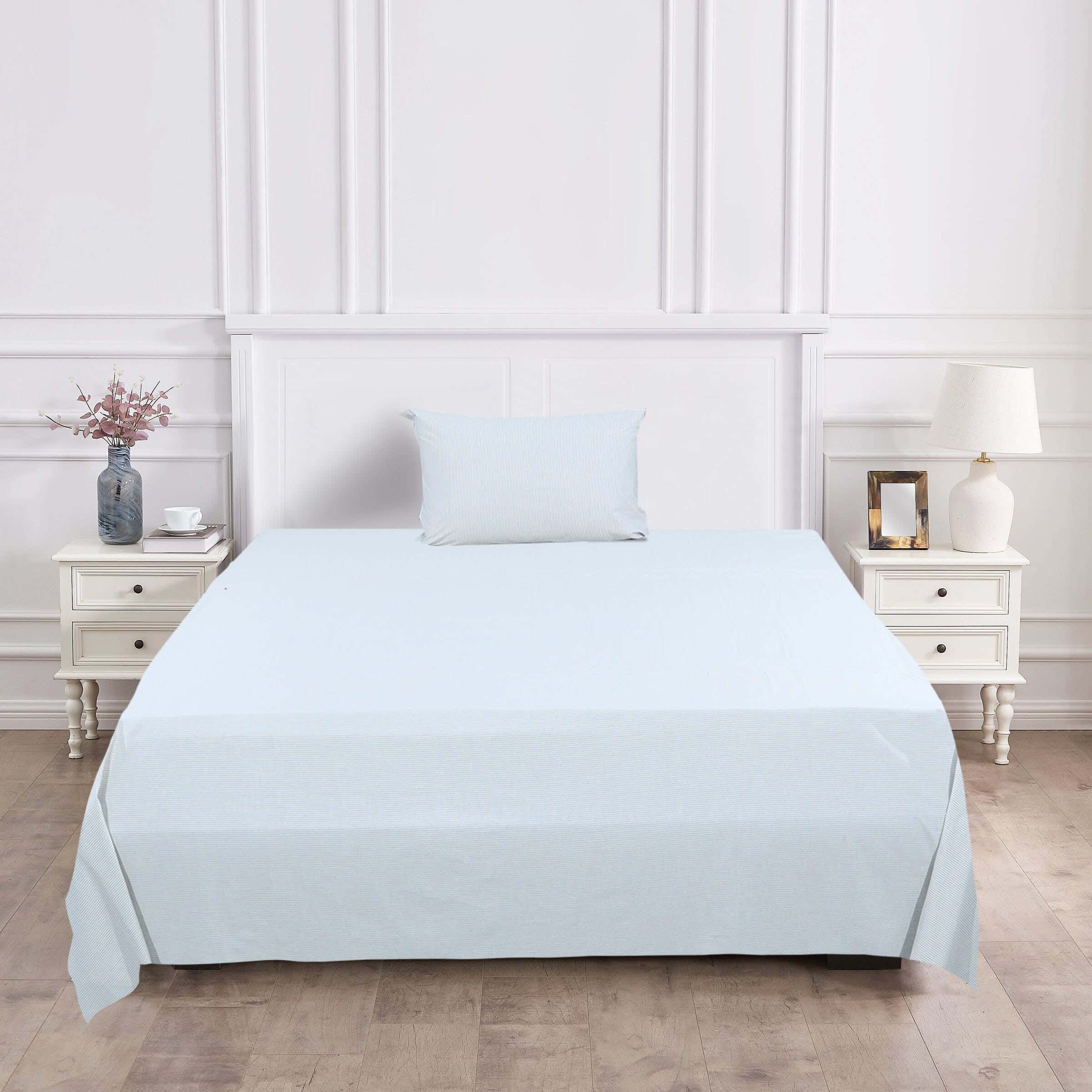 Al Maamoun Cotton Bed Sheet Set, Two Pieces, 180×240 cm, 870 grams - Grey