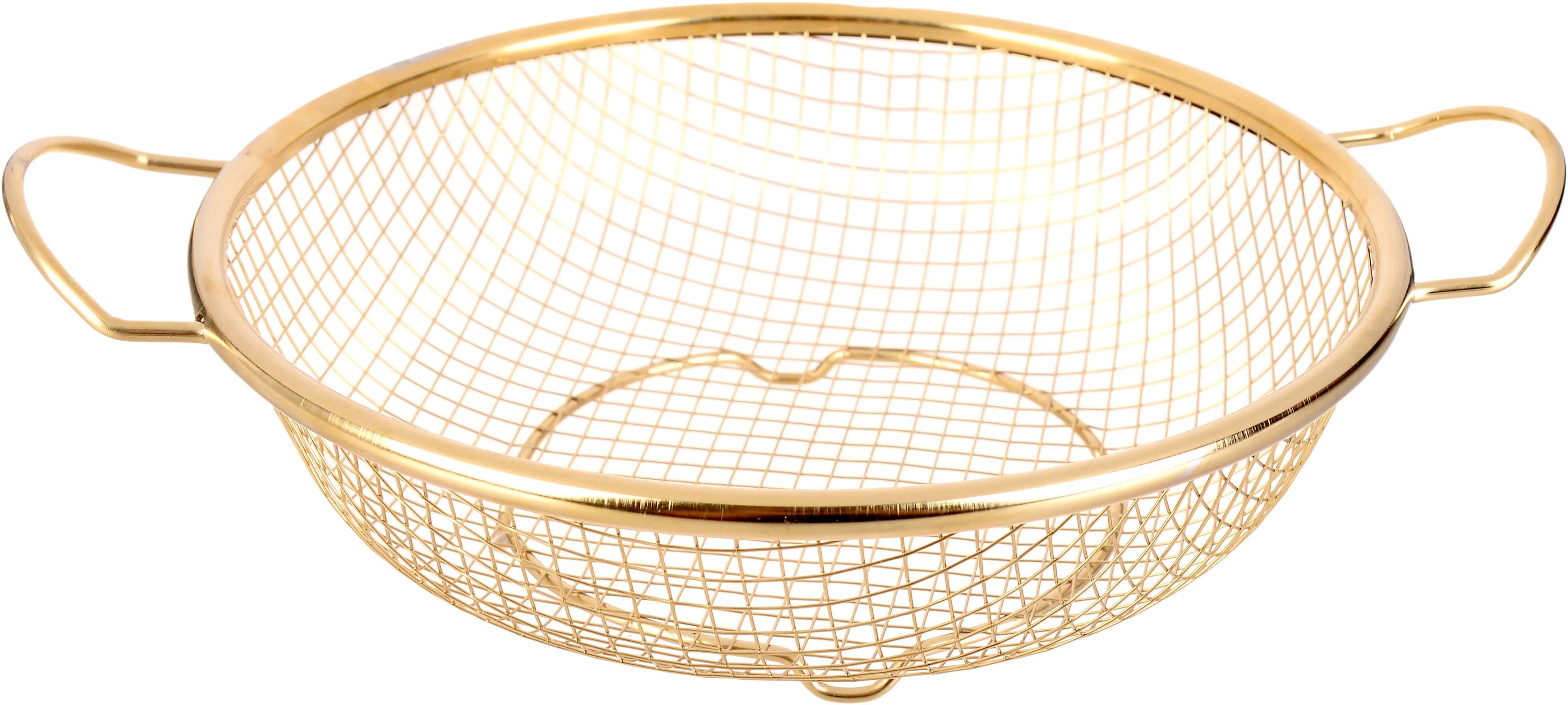 Rocky Stainless Steel Fruit Serving Basket, 30 cm - Gold