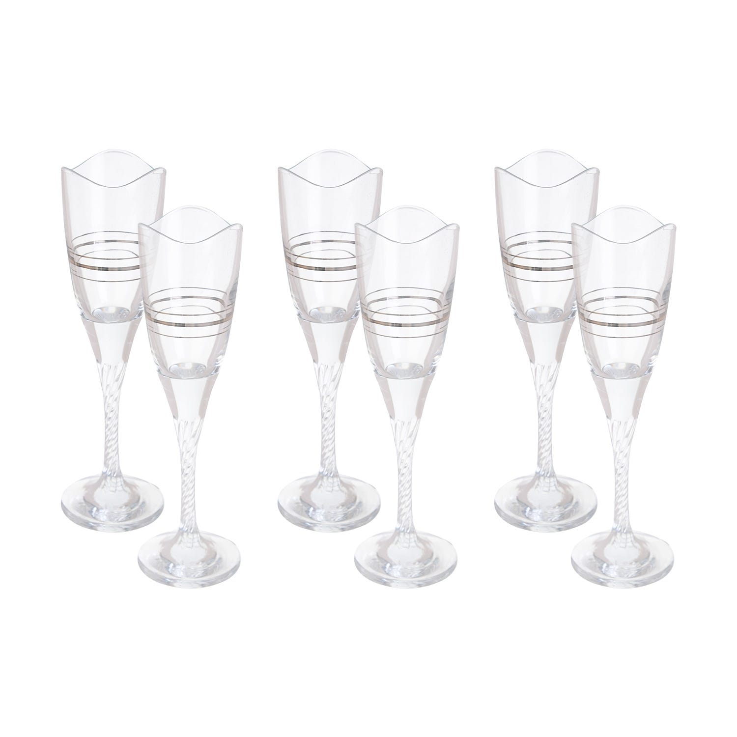Bohemia Glasses Set, 180 ml, 6 Pieces - Clear Silver