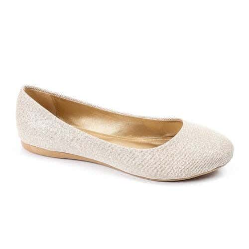 Xo Style Women Flats Comfortable Ballerina From Jude Fabric, Size EU 38 - Gold