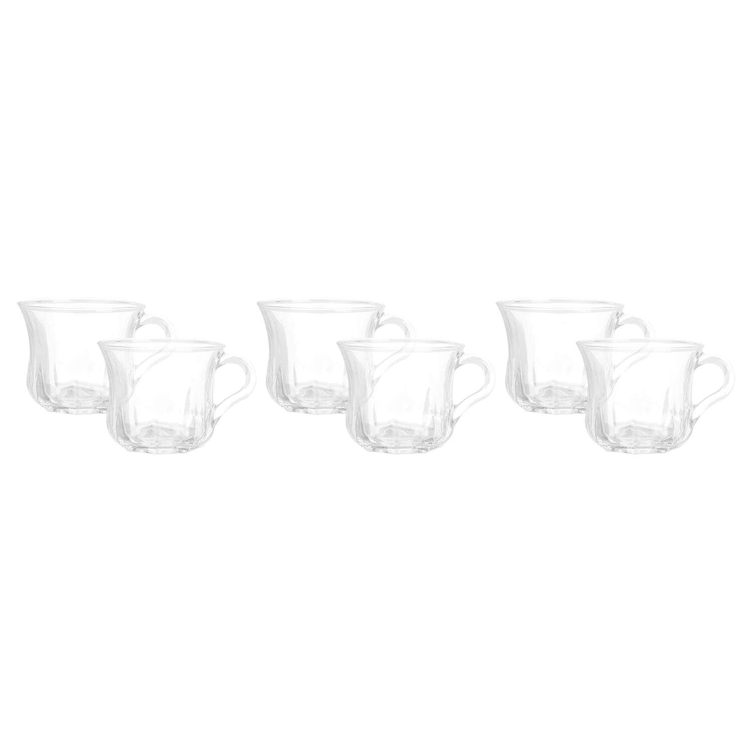 BlinkMax Glass Tea Cup Set, 6 Pieces, 180 ml - Clear