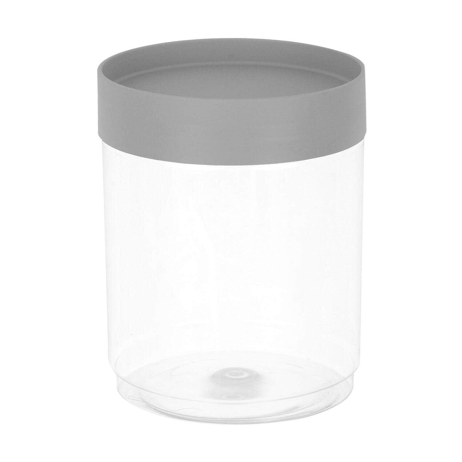 Max Plast Round Plastic Jar, 700 ml - Clear Grey