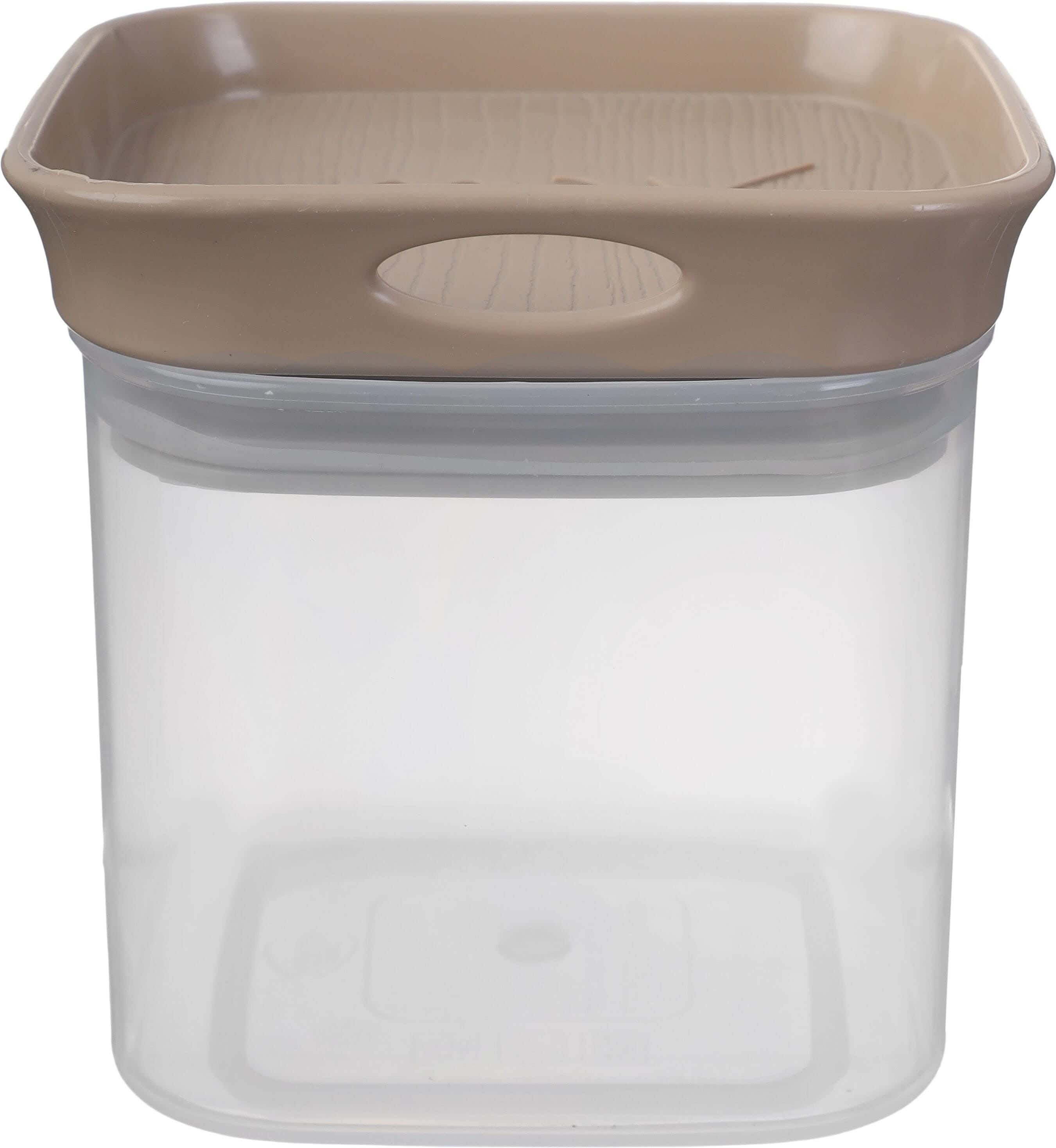 Max Plast Square Plastic Jar, 600 ml - Clear Beige