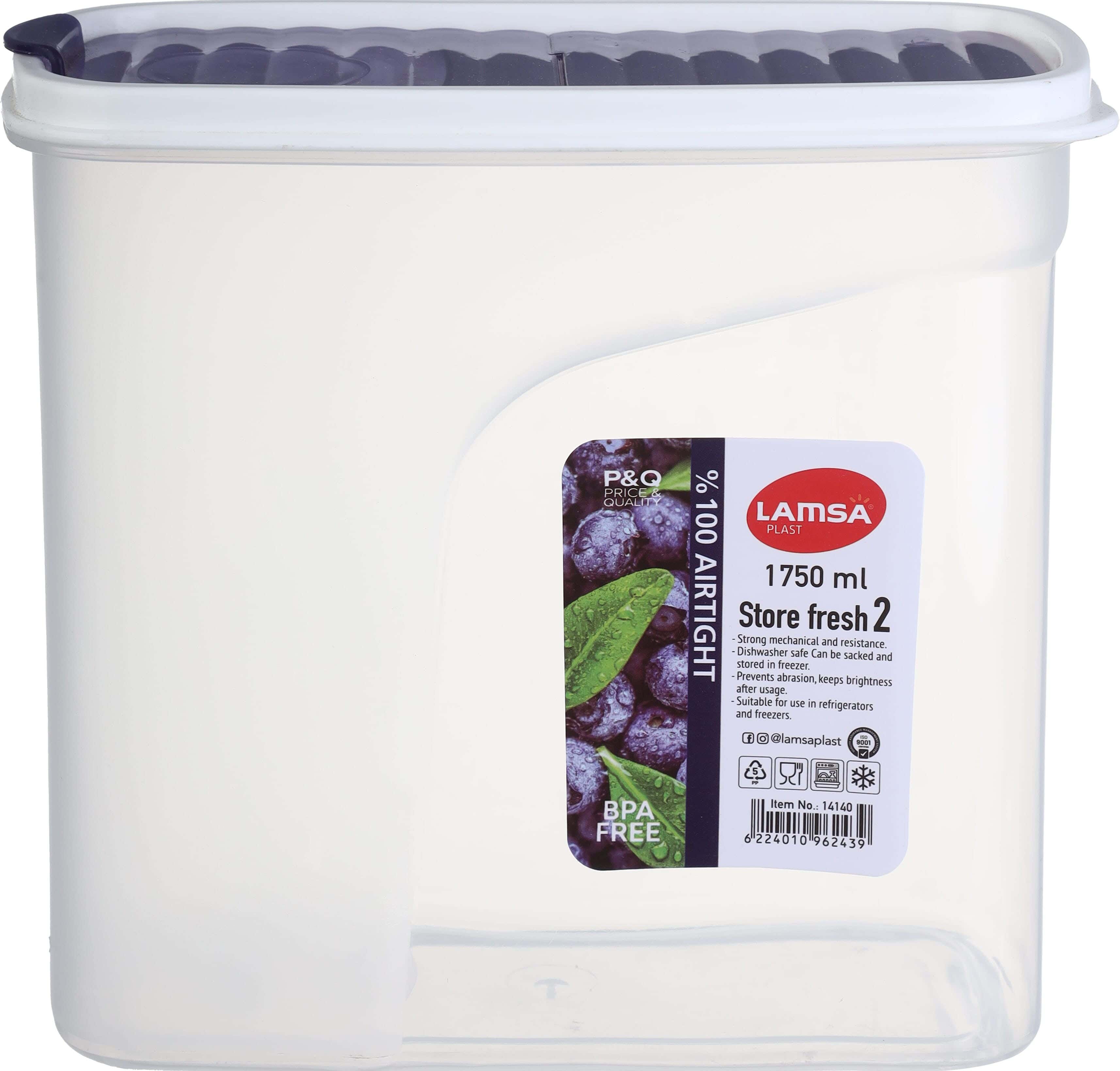 Lamsa Plast Pulses Storage Box, 1750 ml - Clear Purple