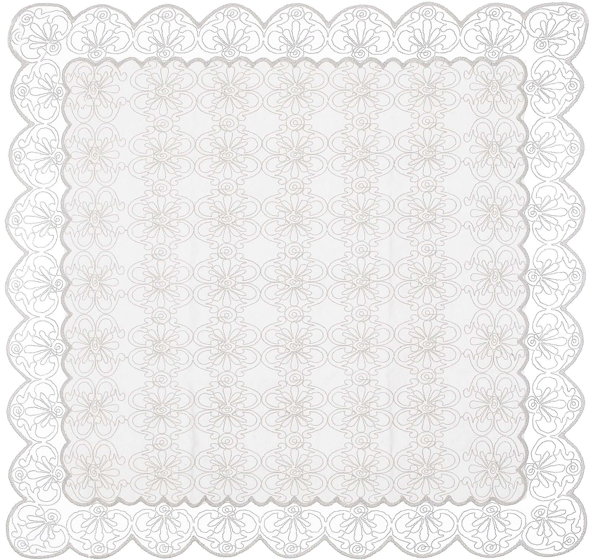 Velvet Square Tablecloth, 95x95 cm, Approximately 310 gm - Off White