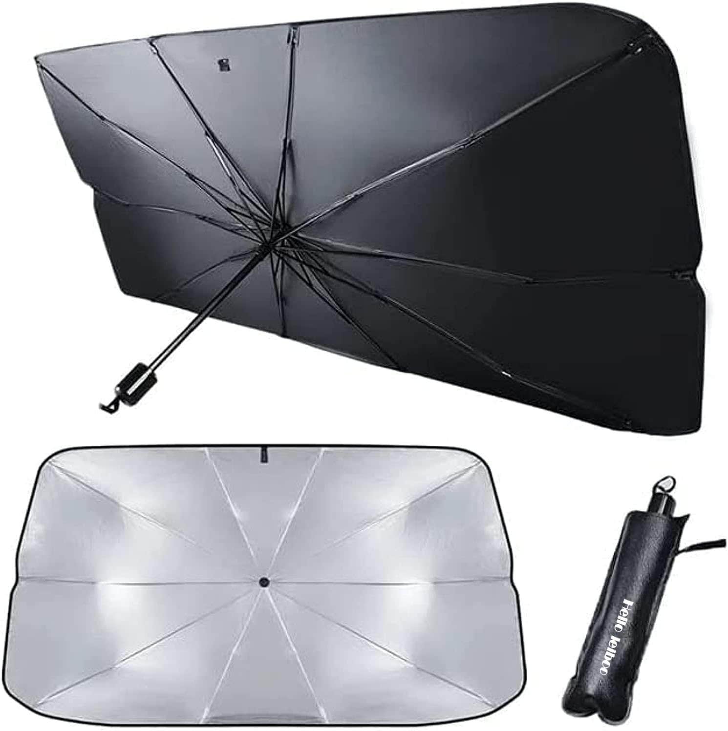 Foldable Car Windshield Sun Shade Protector - Black