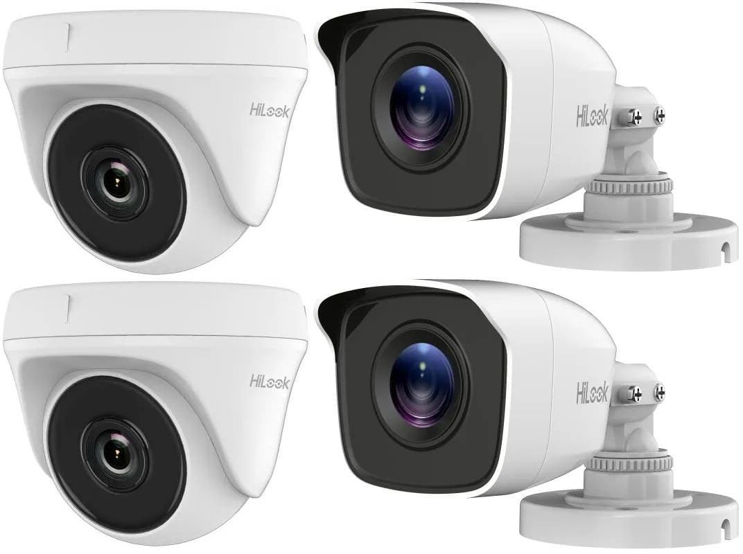 Hikvision Hilook CCTV Camera Kit, 2 x 2MP Outdoor Cameras + 2 x 2MP Indoor Cameras, 4-Pack, THC-B120-PC / THC-T120-PC - White