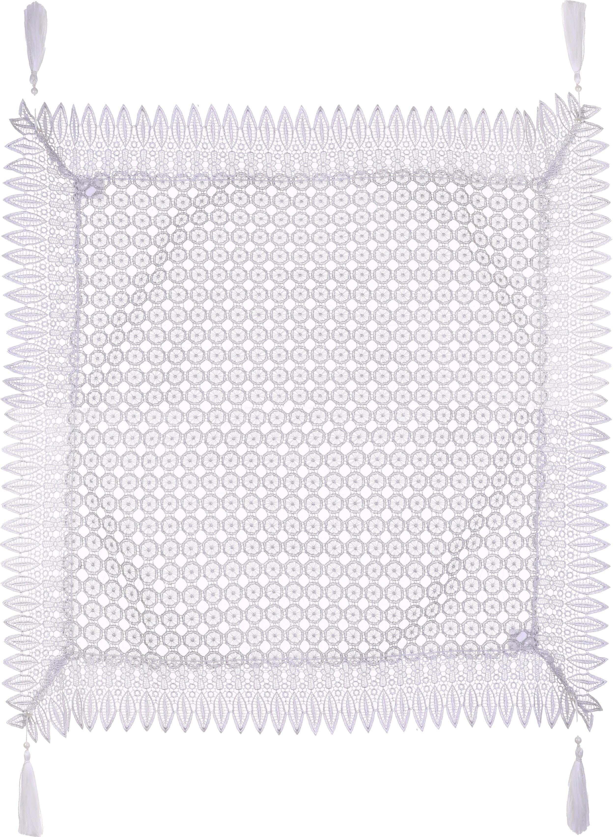 Queen Home Joubert Square Tablecloth, 80×80 cm, Approximately 190 grm - Grey