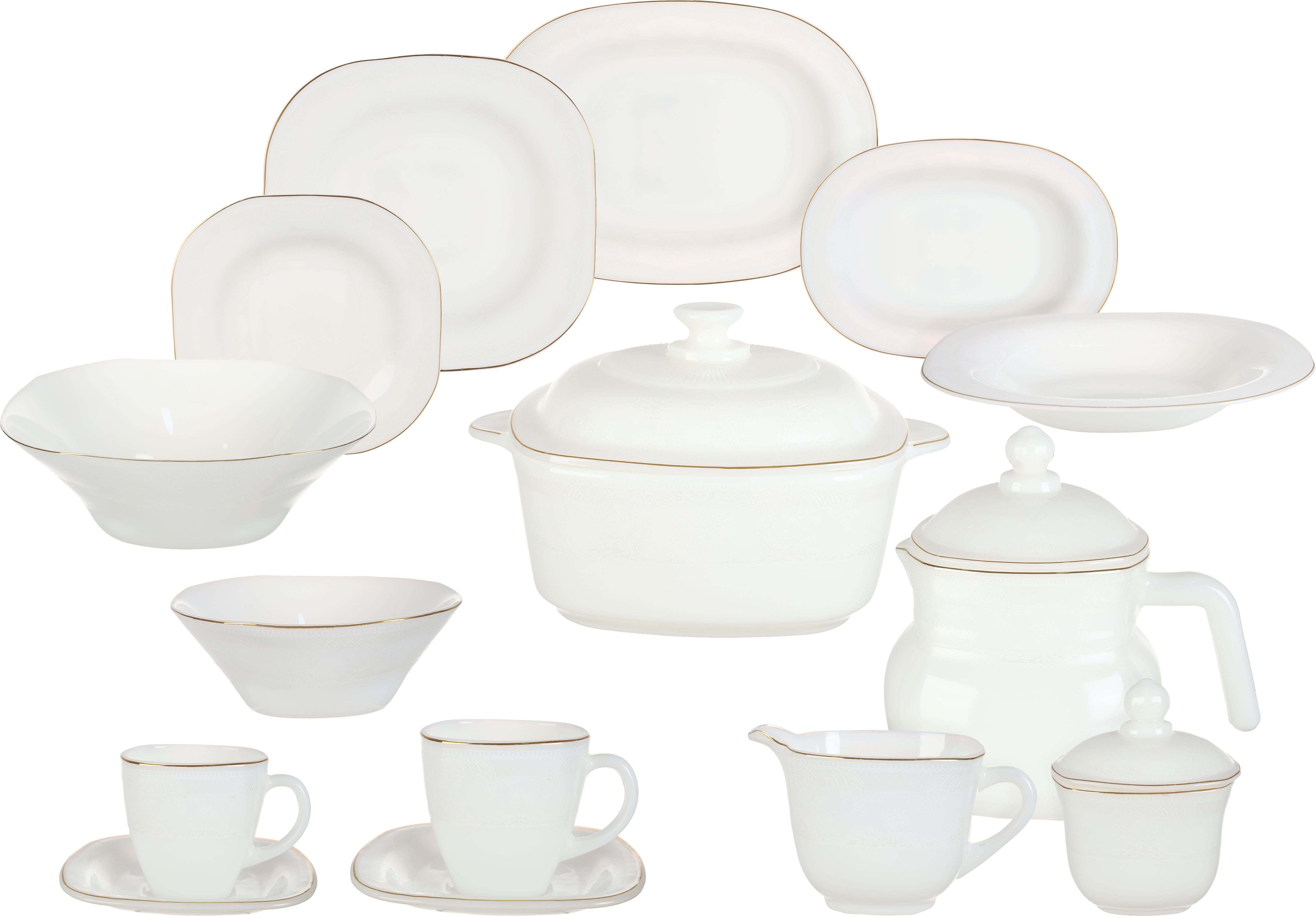 GEMYA Arcopal Square Dinner Set, 58 Pieces - White
