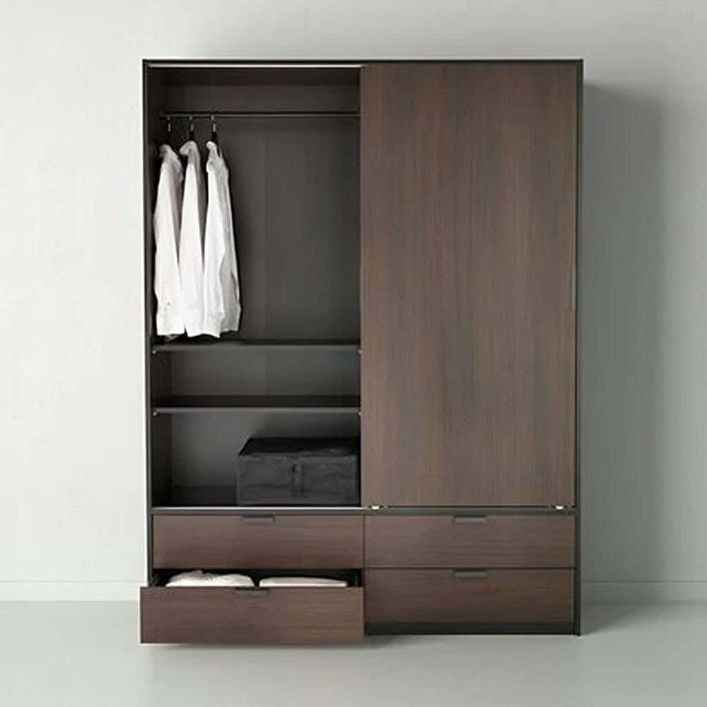 Wardrobe MDF Wood Covered With HPL Layer, 200×120×50 cm - Drak Brown