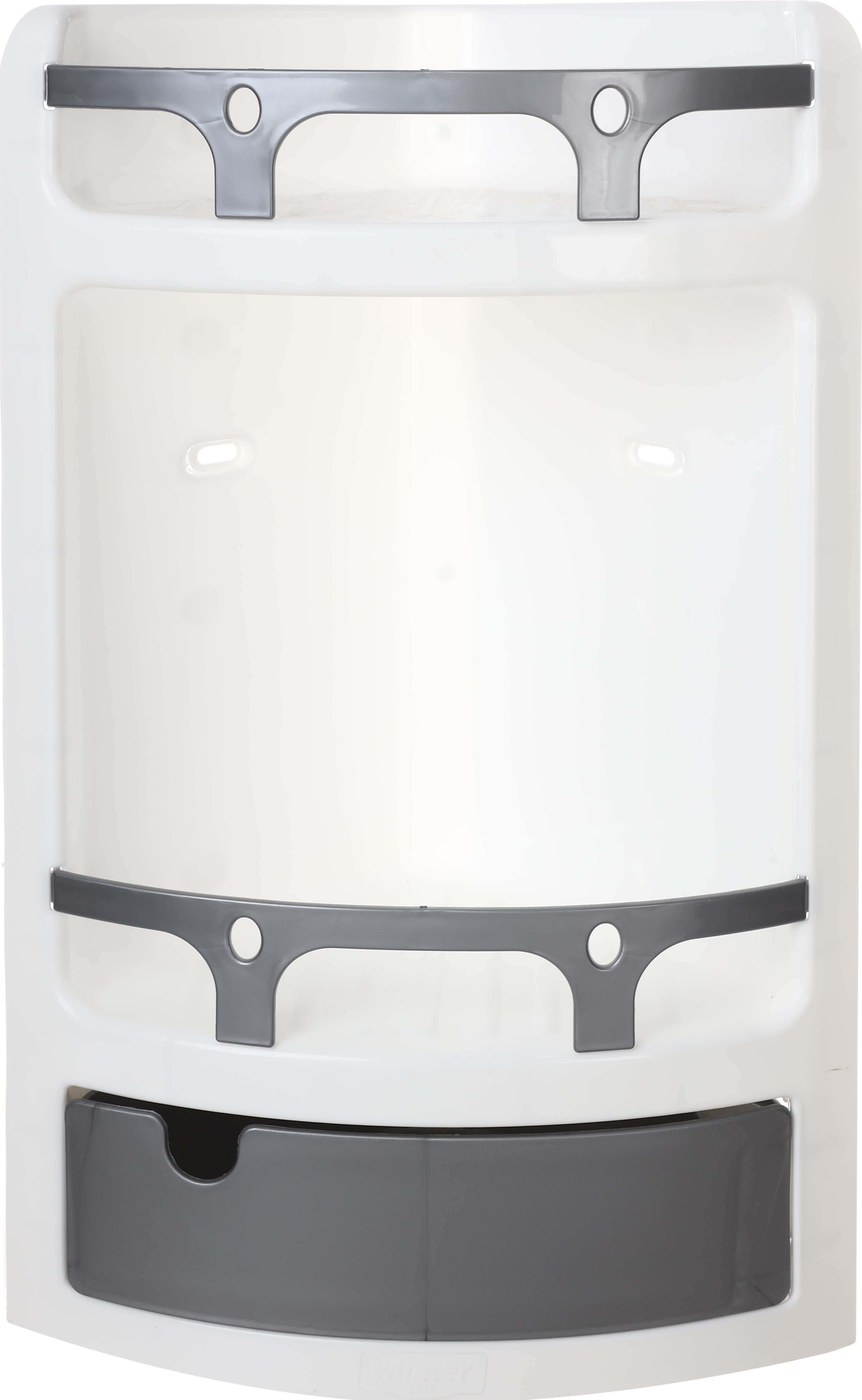 Winner Plast Plastic Bathroom Corner, 2 Tiers, 1 Drawer, 48.5×31.5 cm - White Grey