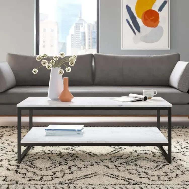 Metal coffee table, rectangular, 100x45x50 cm - Black