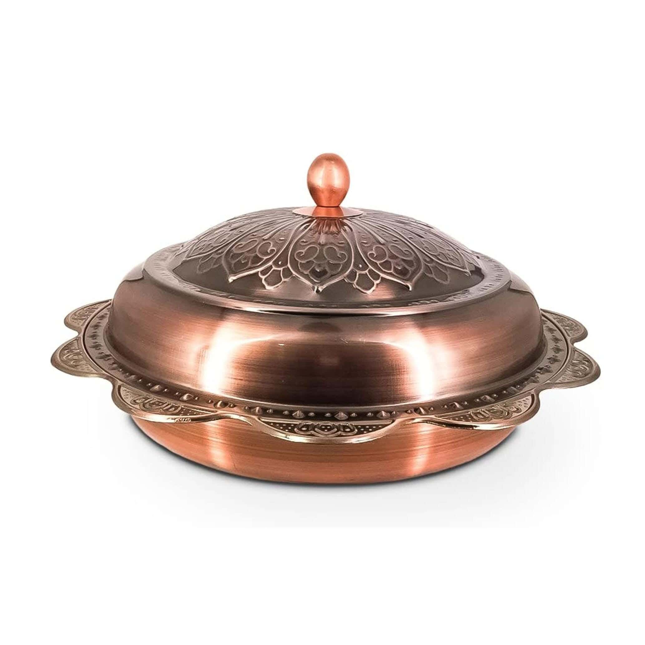 Copper Tray With Lid, Size 33 Cm - Copper