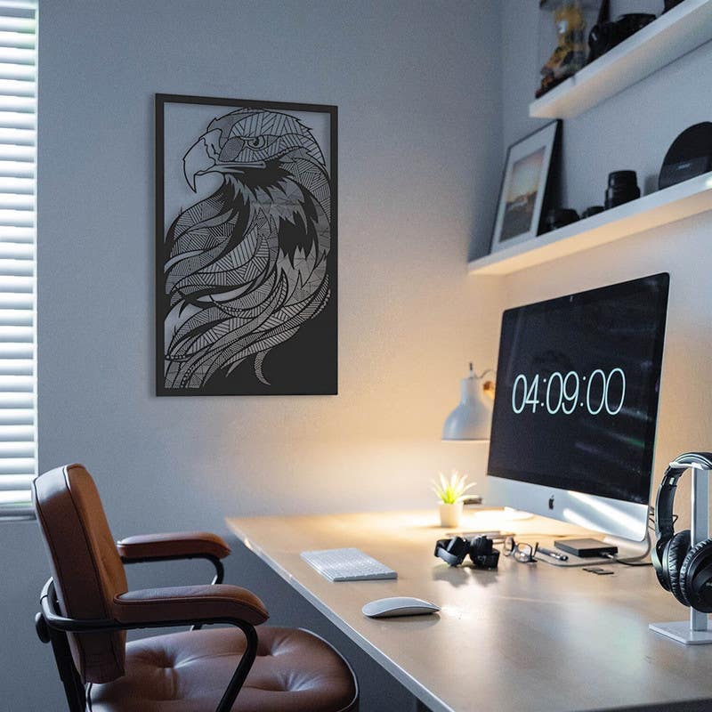 Decorative Wall Hanging, MDF Wood, 68×105×0.5 - Black