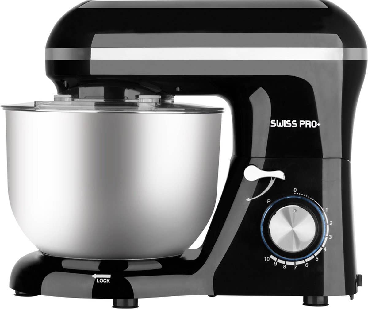 Swiss Pro Plus SP-KM1500B Kneading Machines, 1500 Watt, 6 Liter - Black