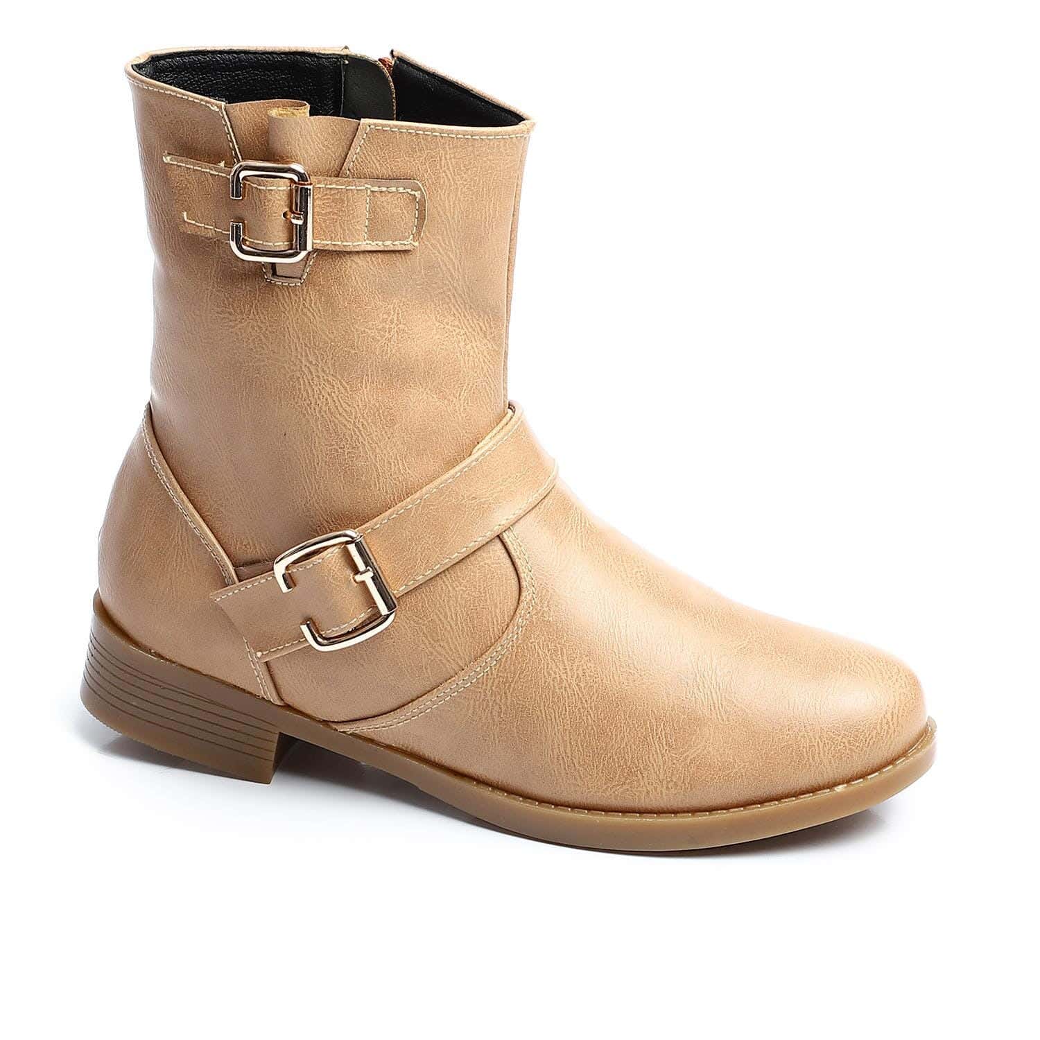 Xo Style Women Mid Heel Leather Ankle Boot