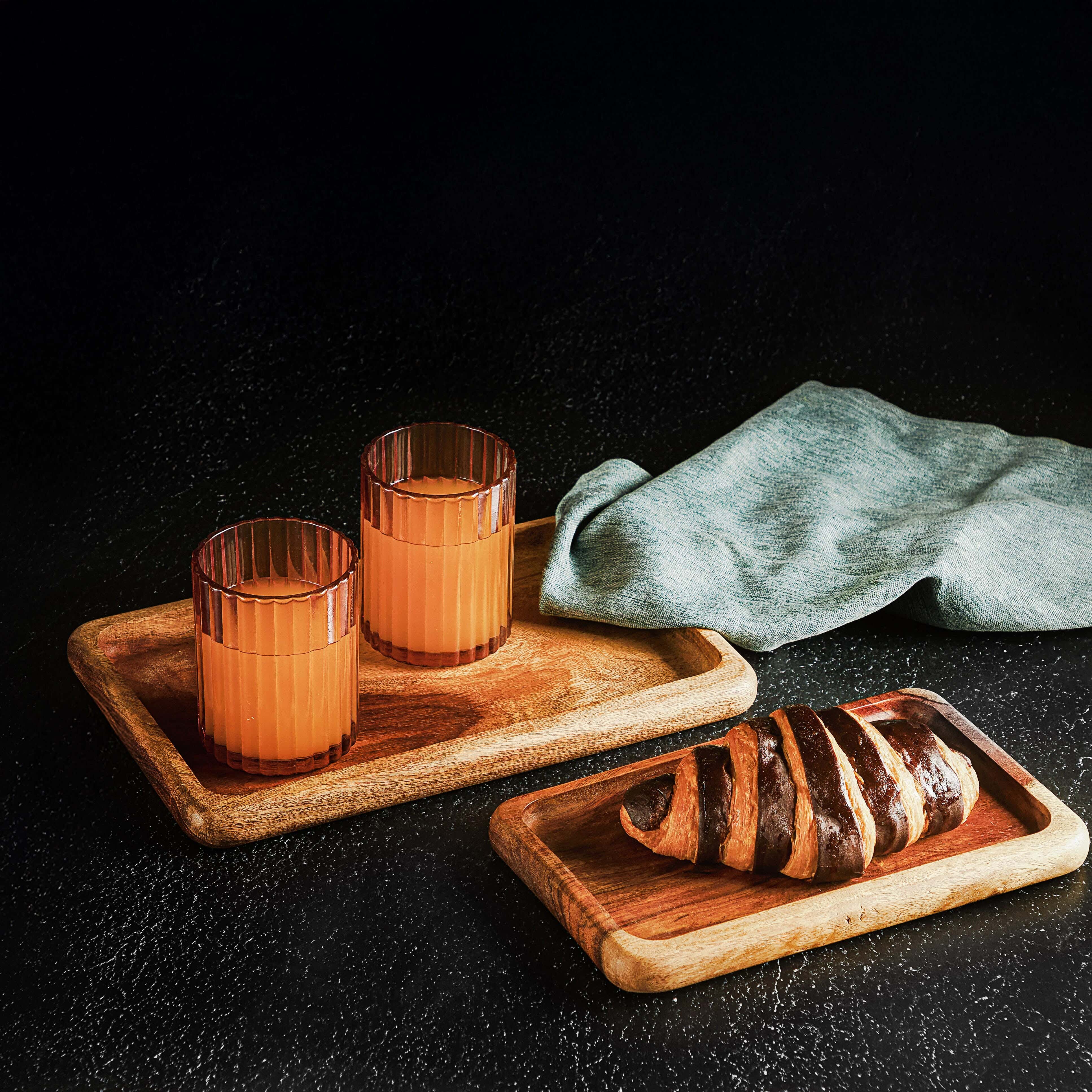 Elite Sarsooh Wood Square Serving Trays Set, 2 Pieces - Brown
