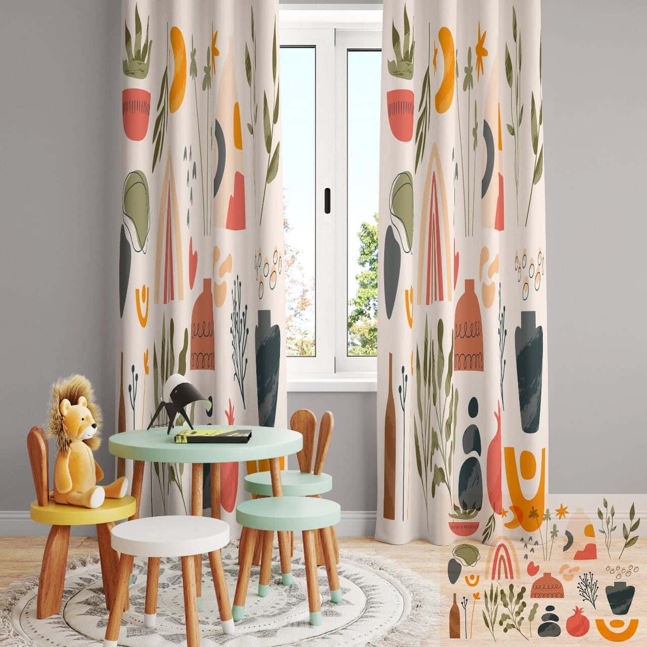 Velvet Curtain, 1 Pieces, 250×280 Cm - Multicolor