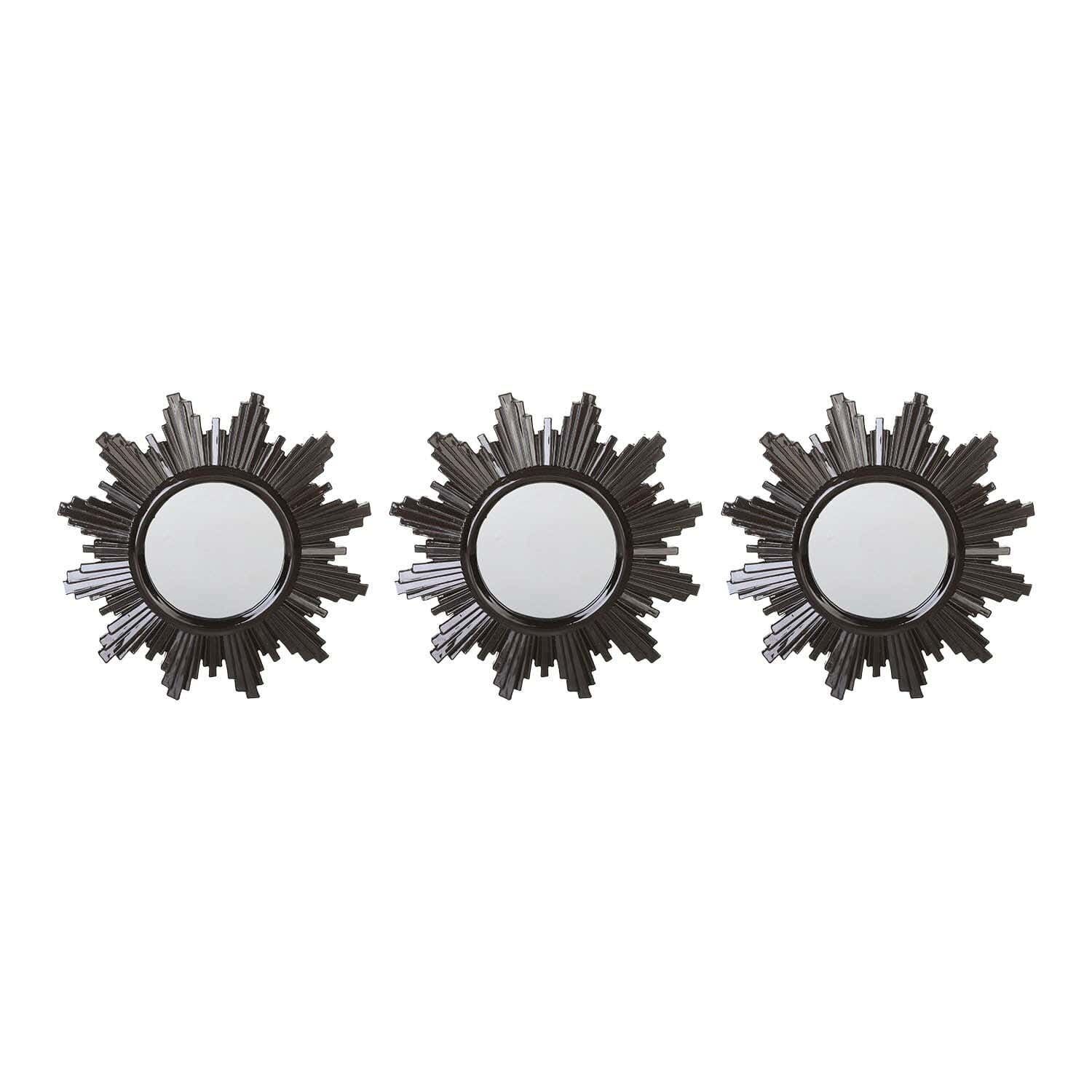 Plastic Round Mirror Set, 3 Pieces, 24 cm - Black