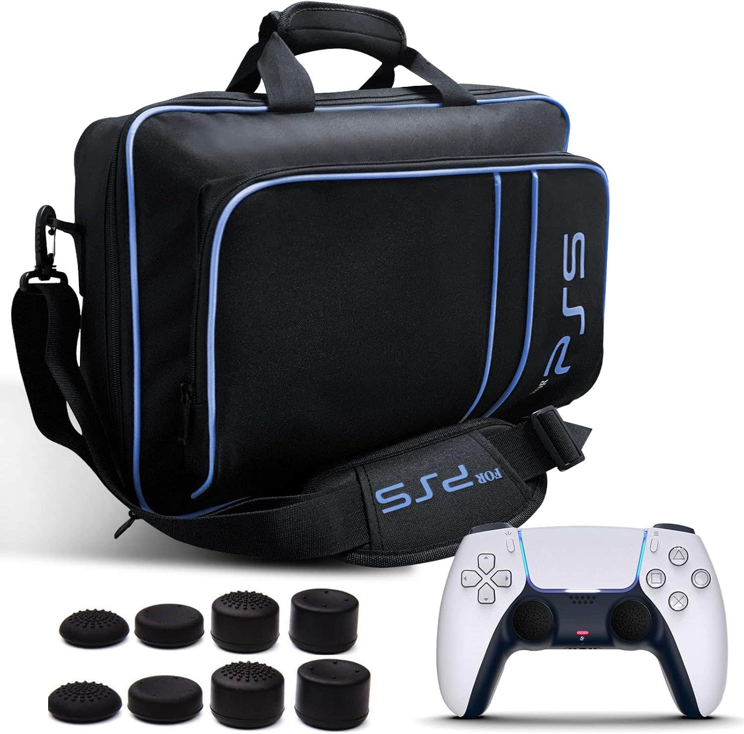Nspiel Protective Travel Shoulder Bag for PlayStation 5, 10 Pieces - Black